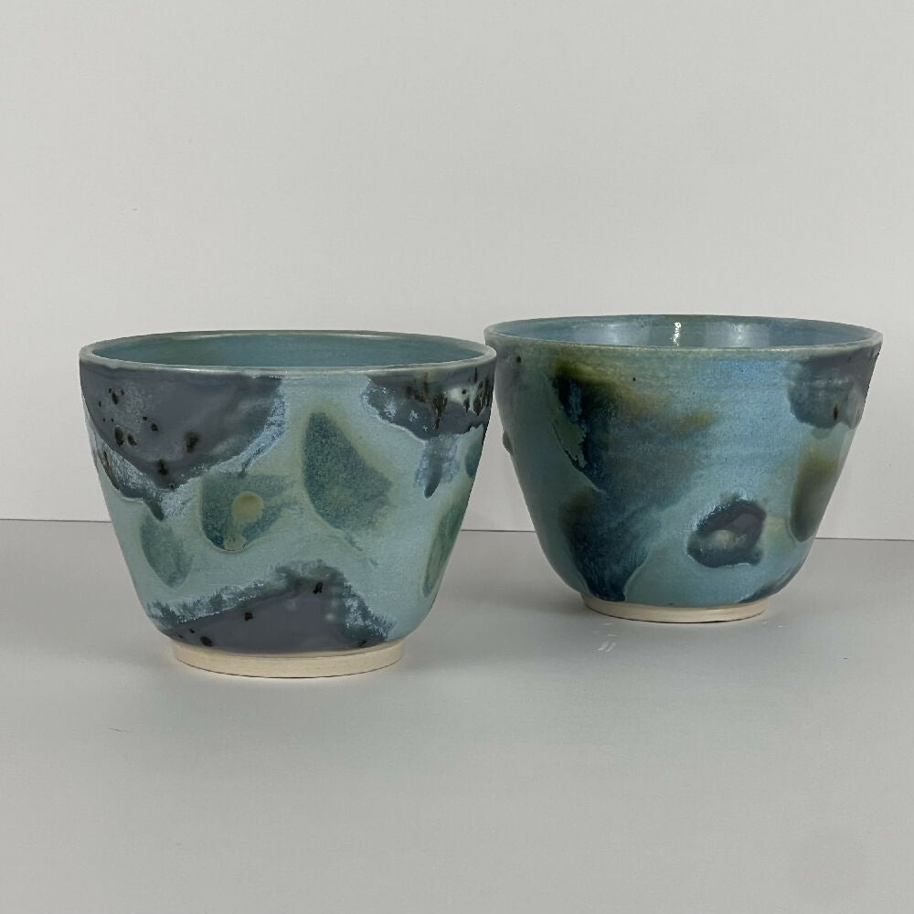 Australian Ceramic Pottery Artist Ana Ceramica Home Decor Kitchen and Dining Servingware Ceramic Bowls Set of 2 Perfect for Tapas Fruit Yoghurt Blue Wheel Thrown Pottery