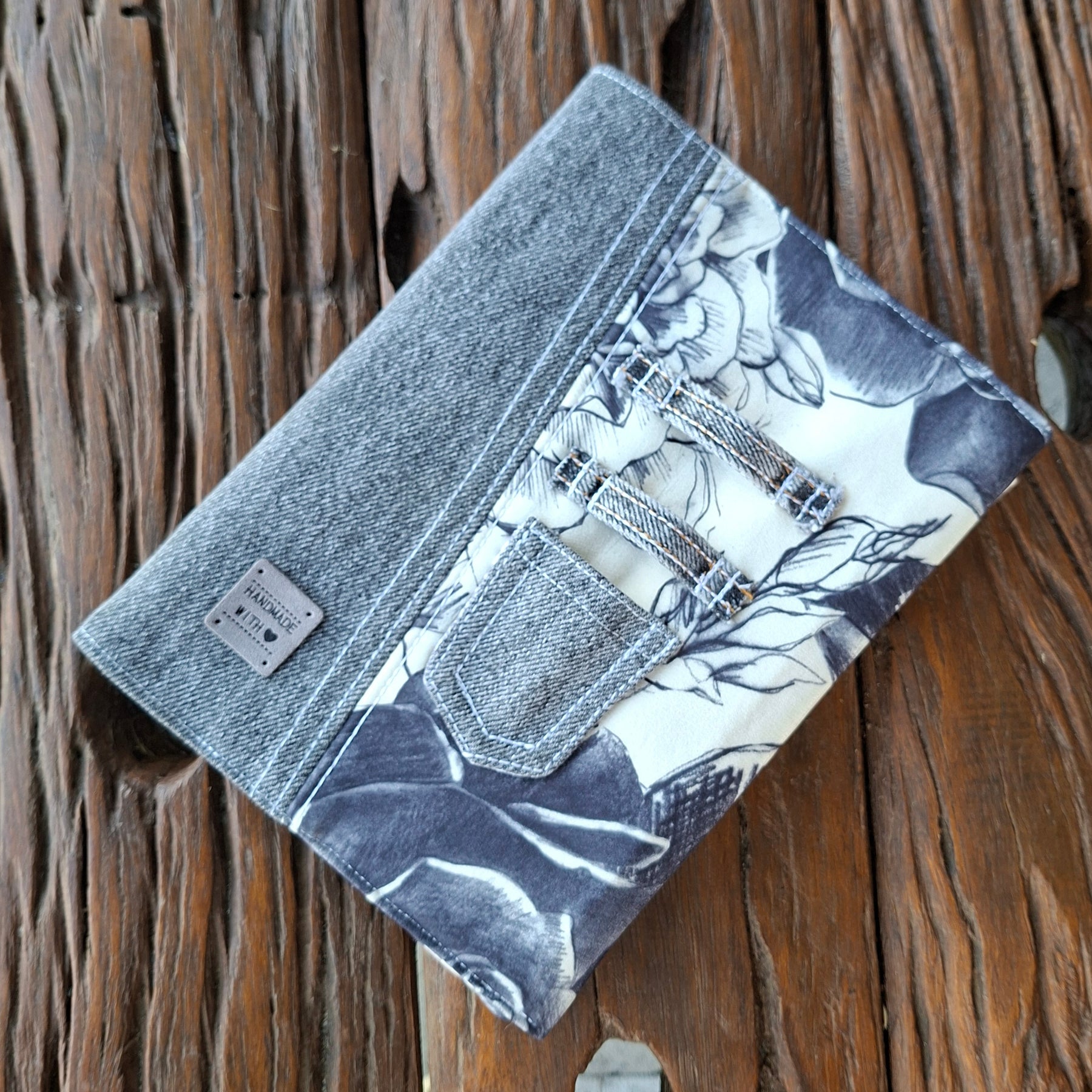 Recycled Rose & Faded Denim Journal Cover - A5