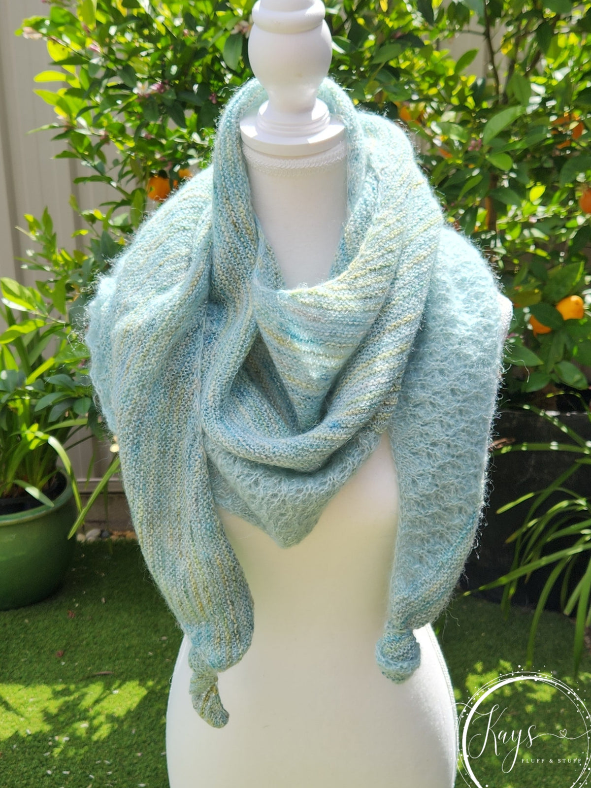 Hand knit Lace Mohair & Merino Shawl