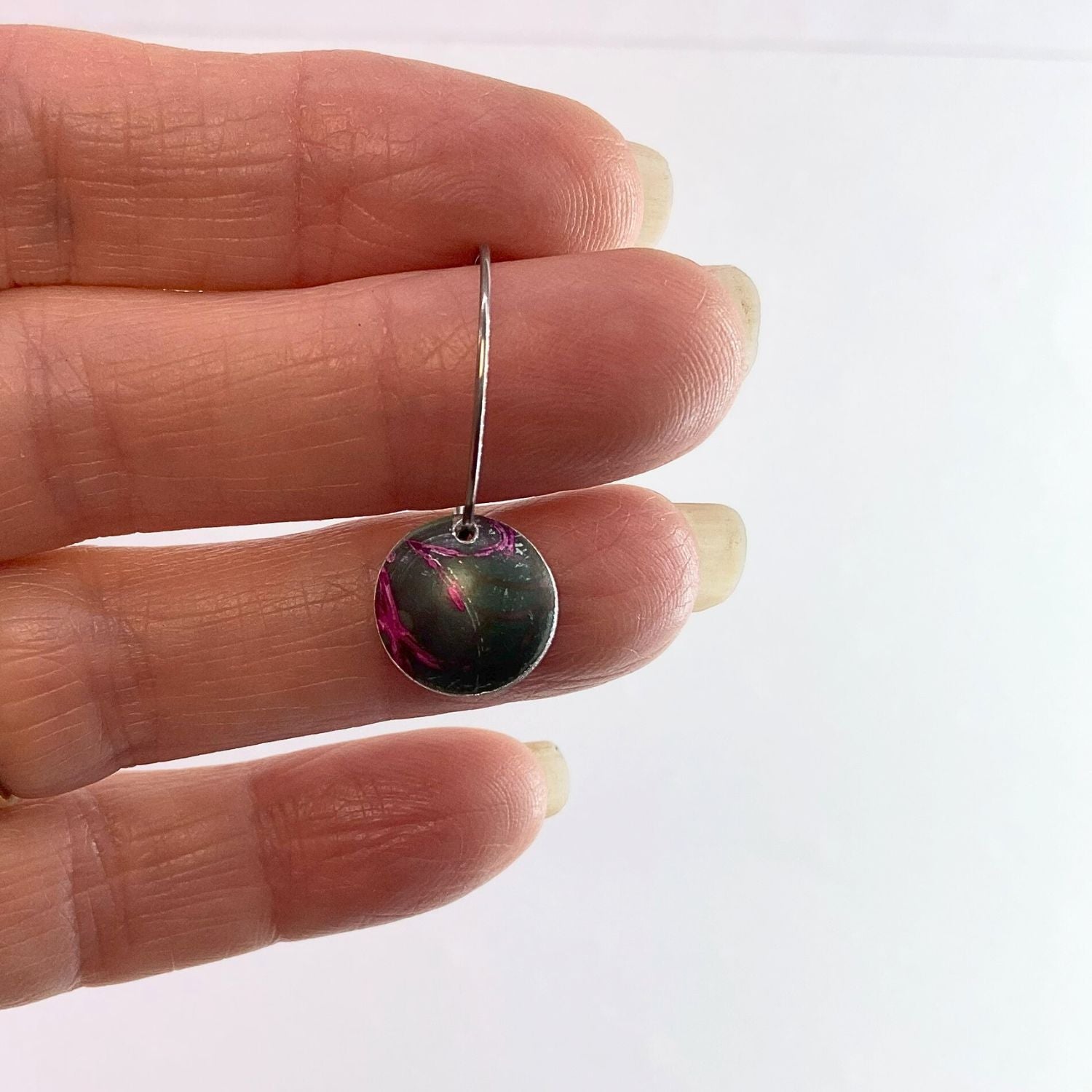 Anodised aluminium earrings hand printed - Midnight Velvet Collection