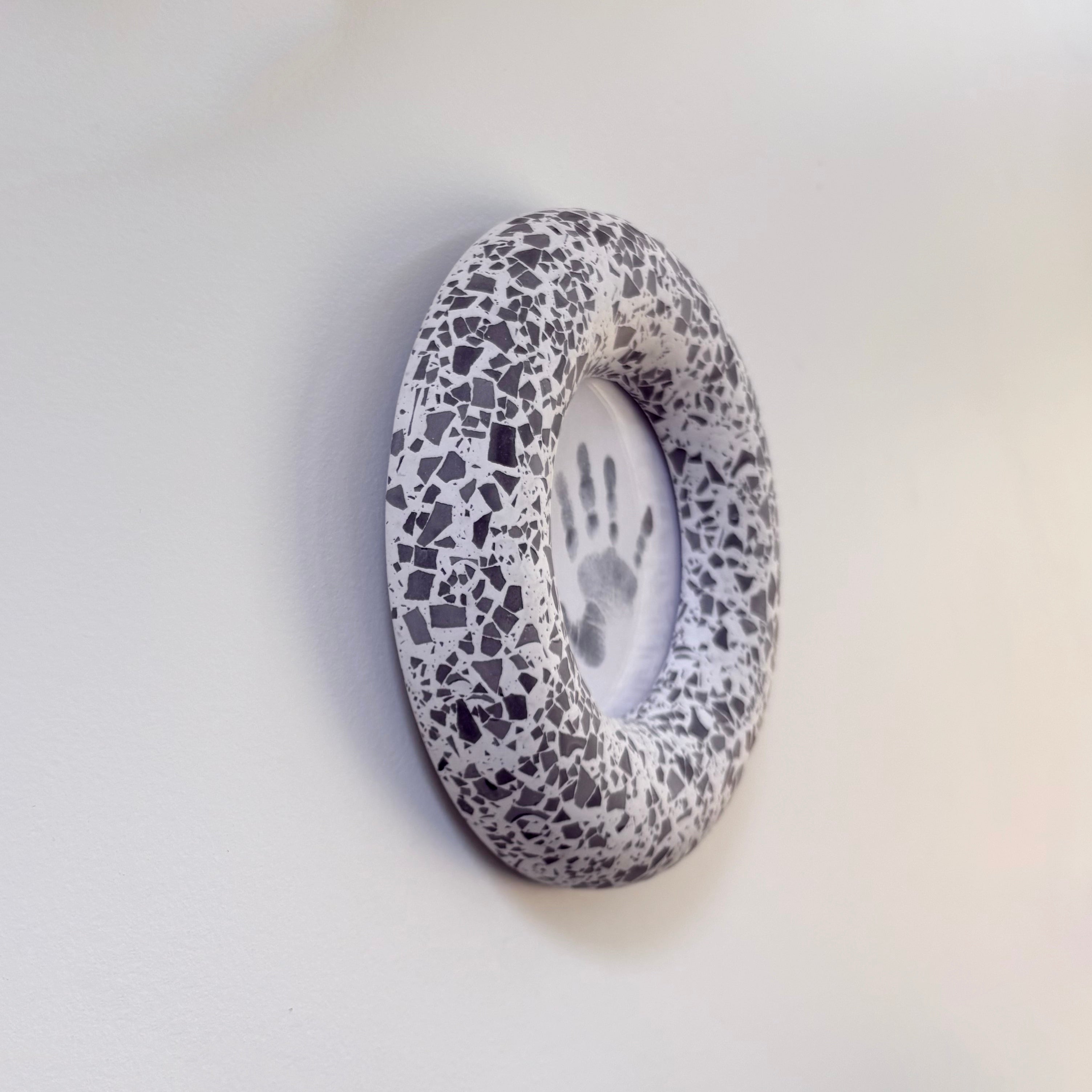 Photo frame, wall hanging Black and white terrazzo pattern