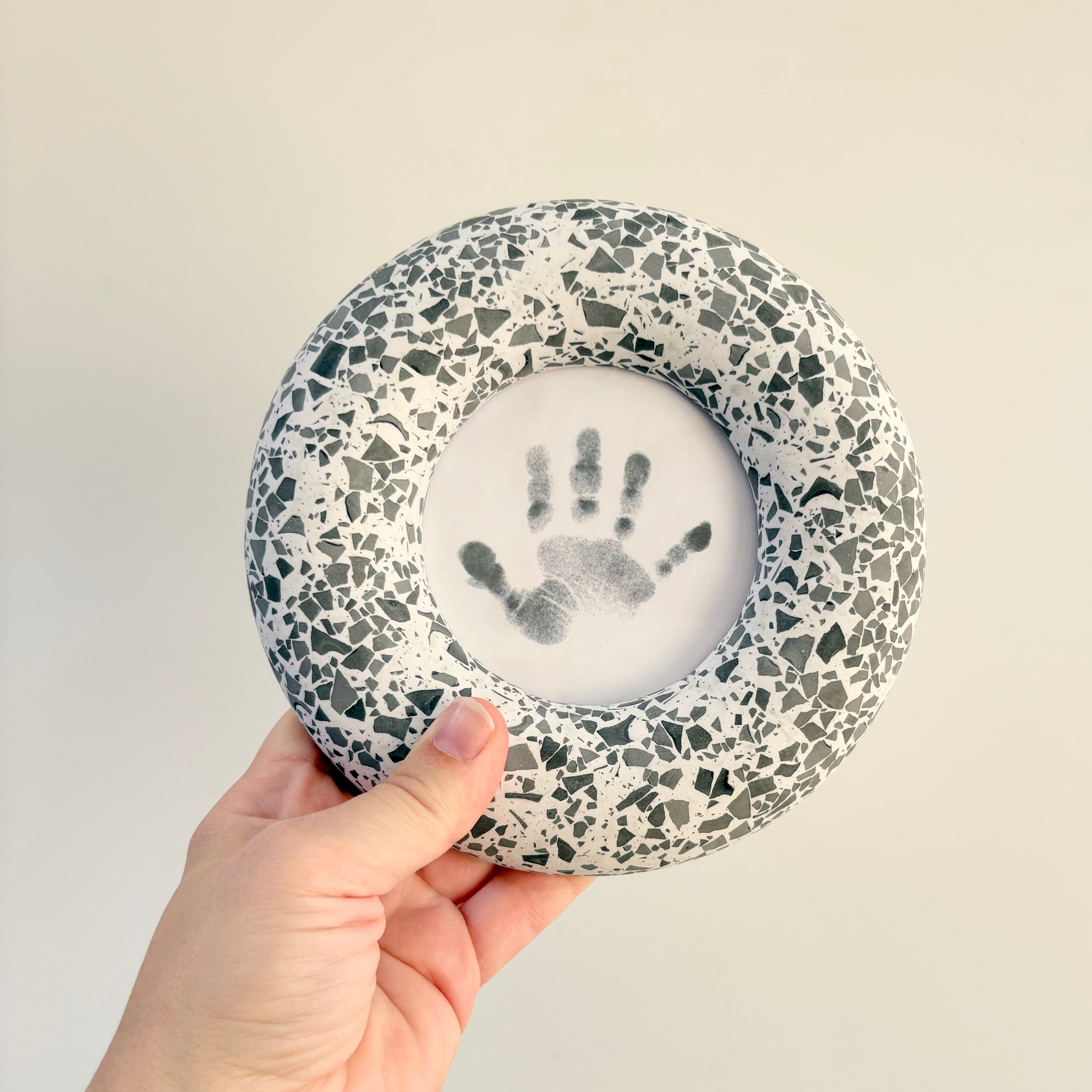 Photo frame, wall hanging Black and white terrazzo pattern