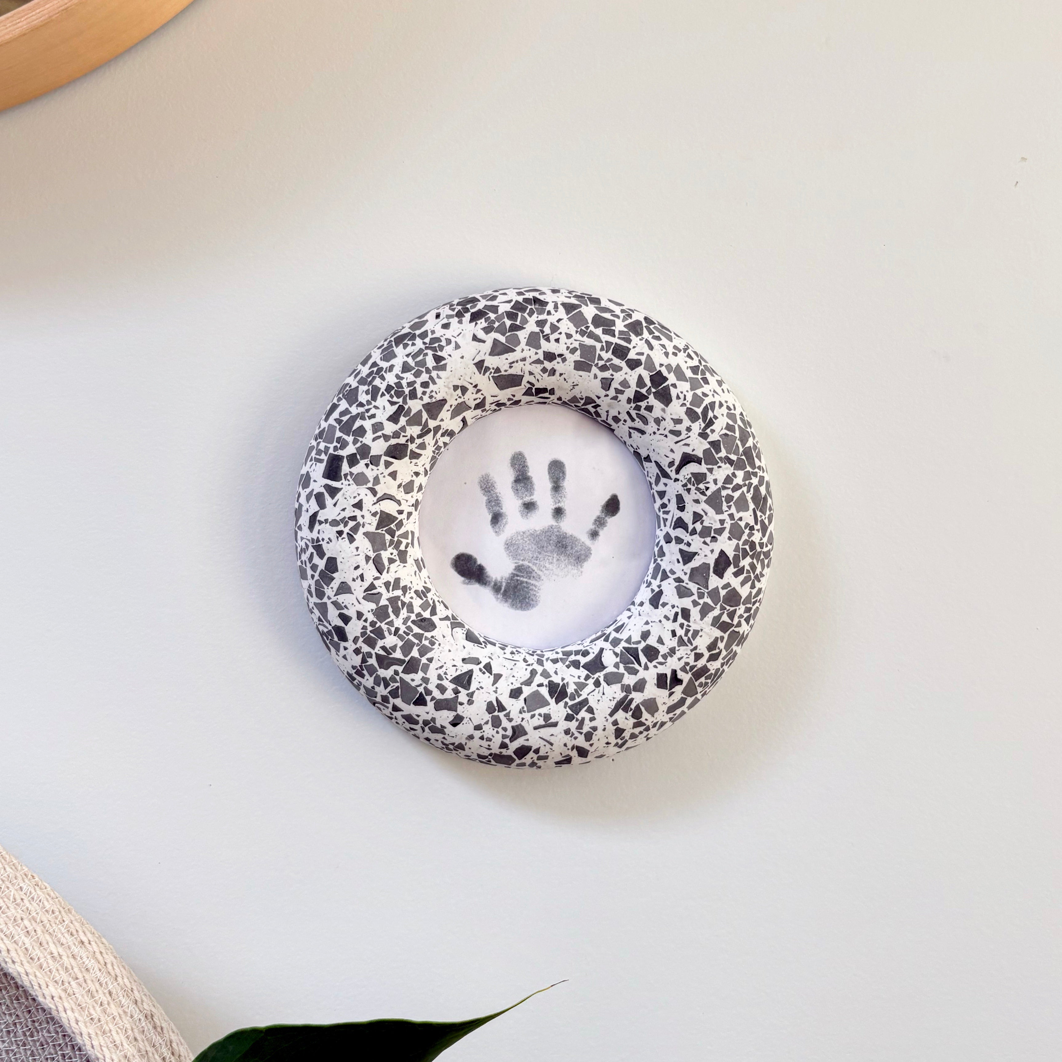 Photo frame, wall hanging Black and white terrazzo pattern