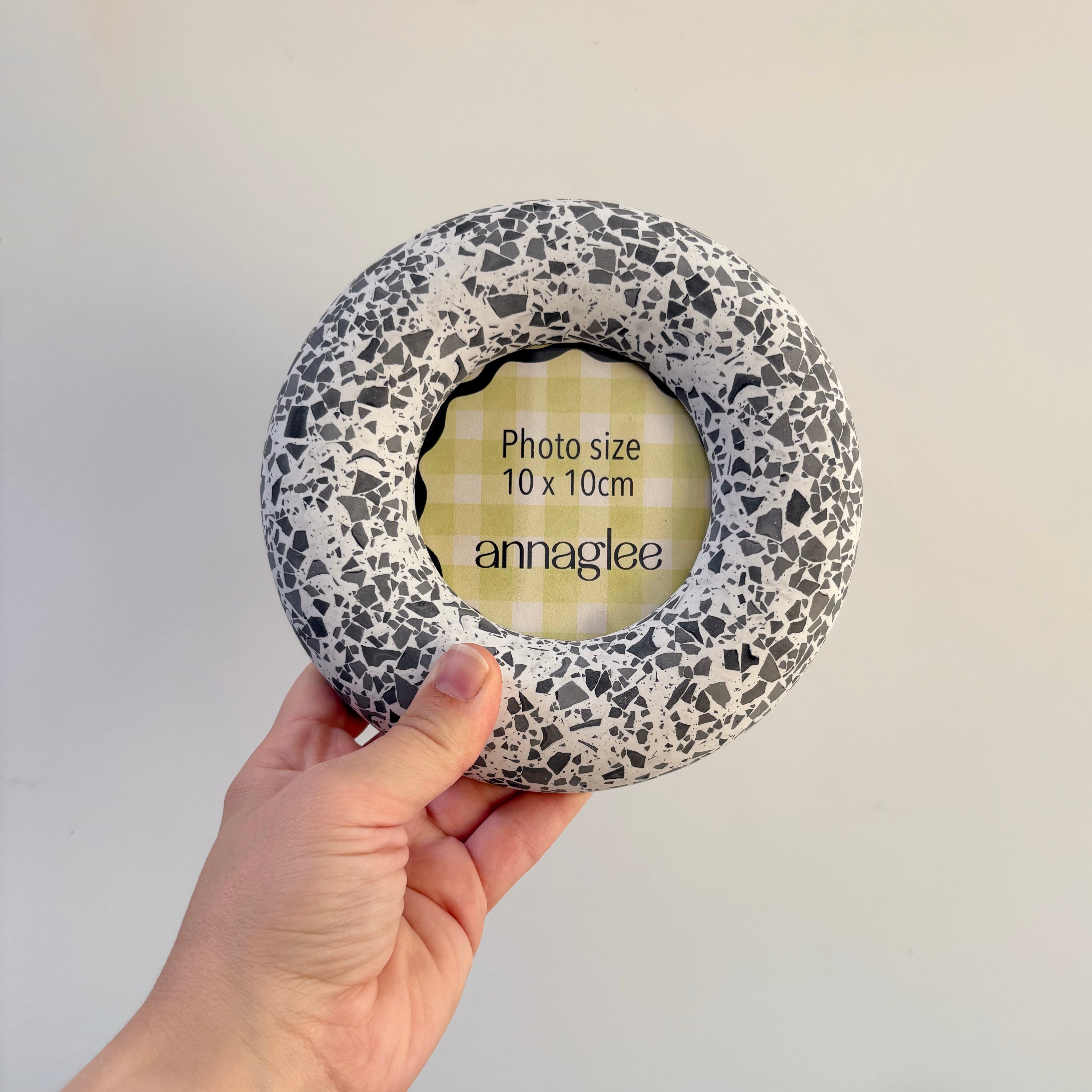 Photo frame, wall hanging Black and white terrazzo pattern