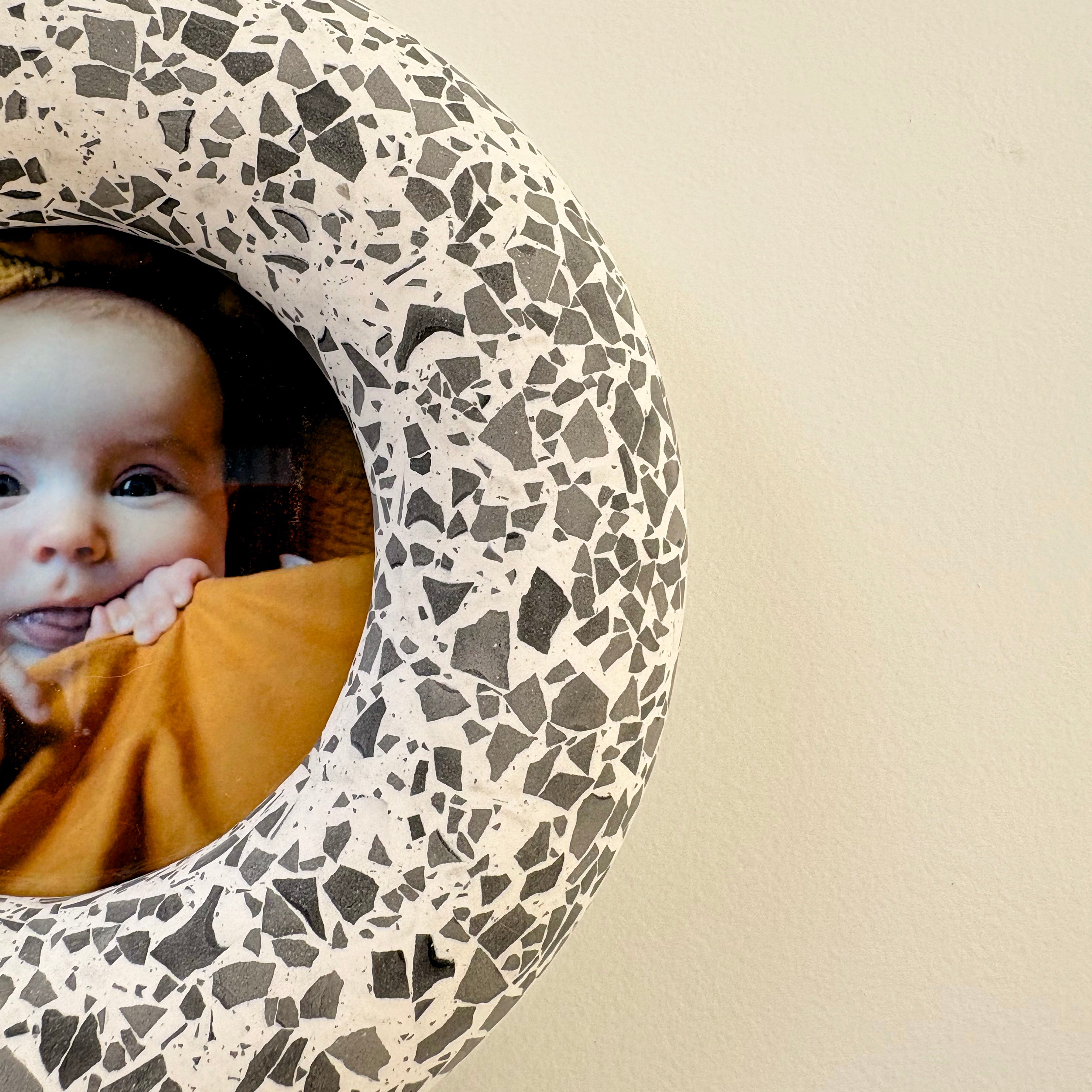 Photo frame, wall hanging Black and white terrazzo pattern