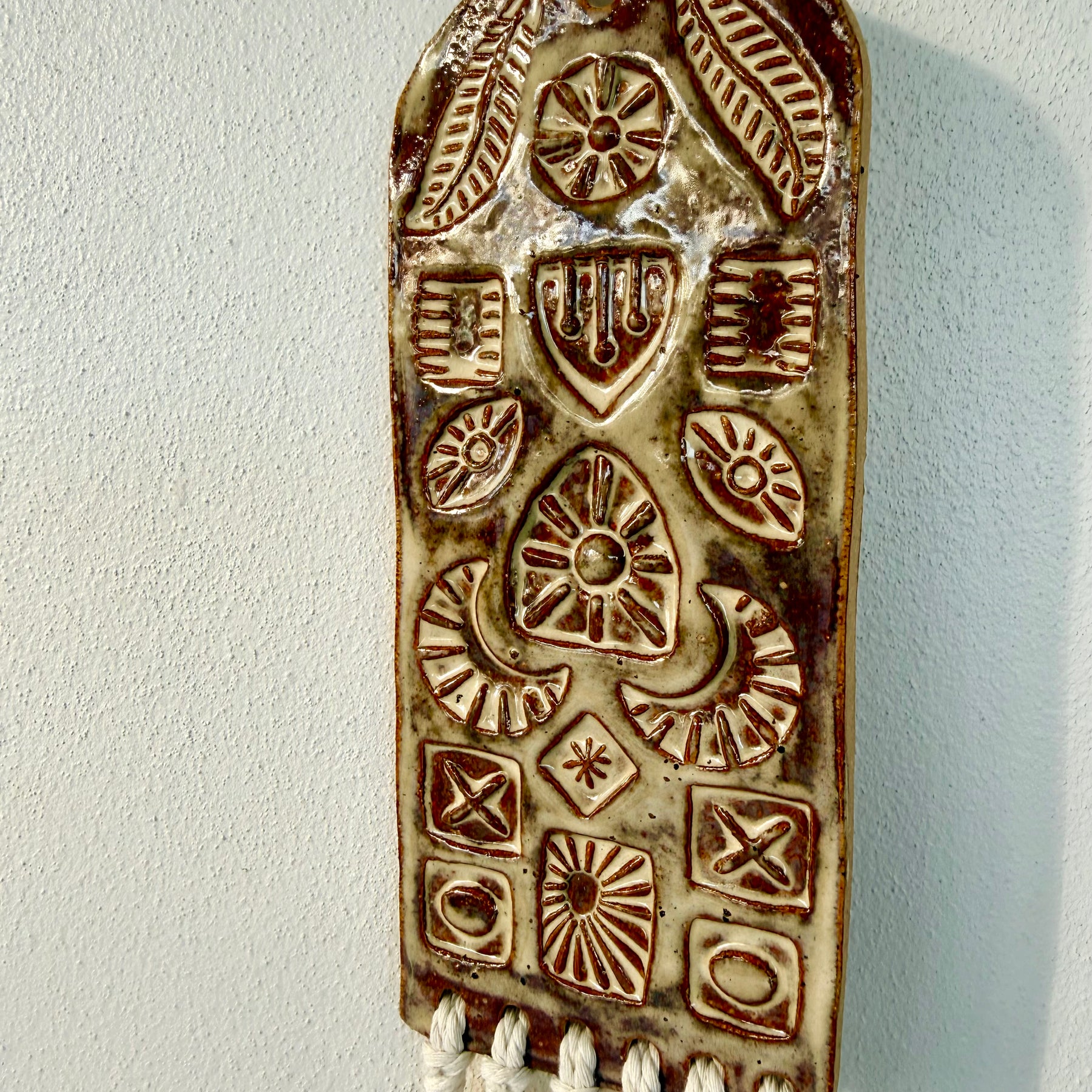 Stamped Ceramic Wall Art Tablet Small