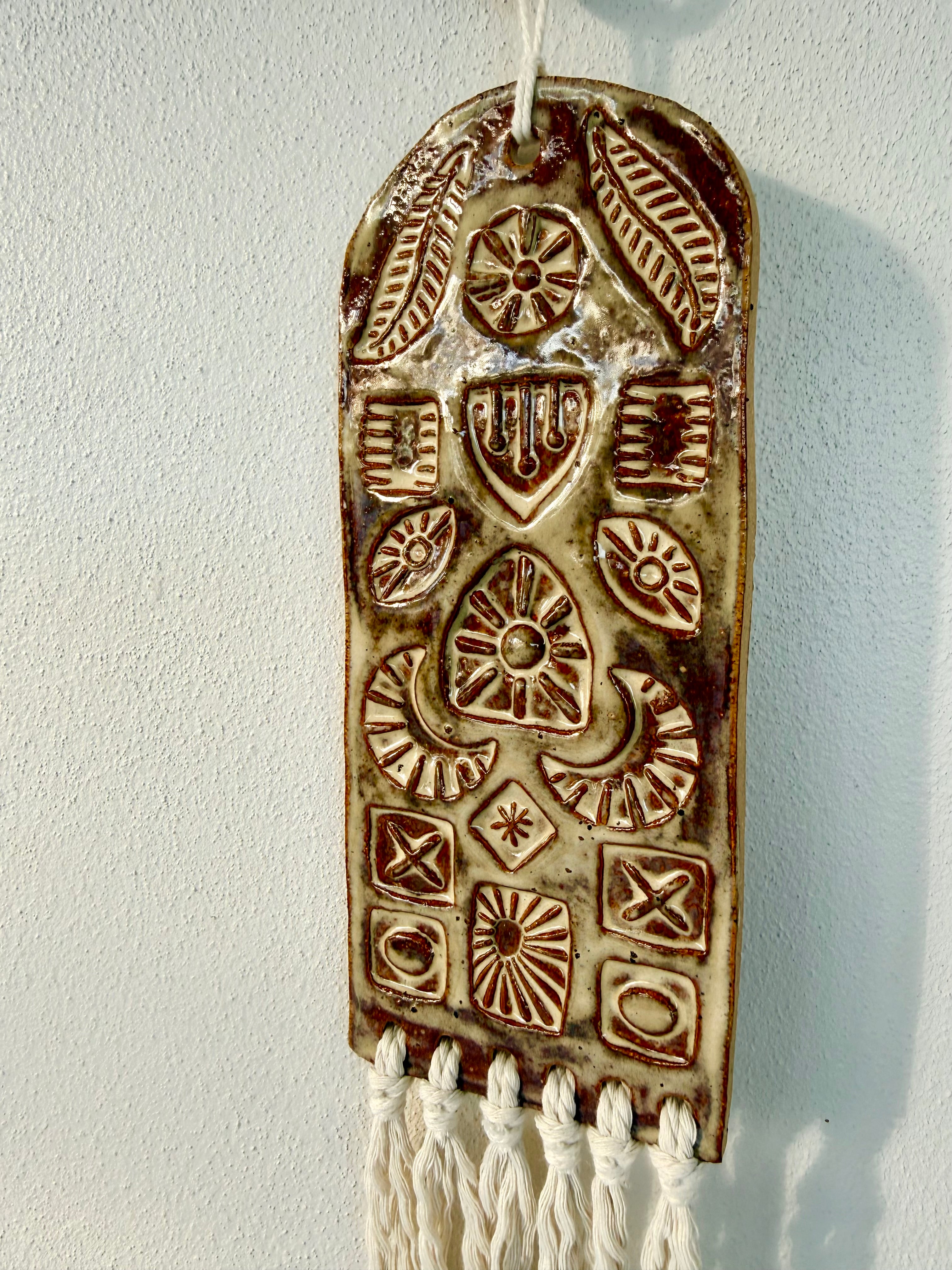 Stamped Ceramic Wall Art Tablet Small