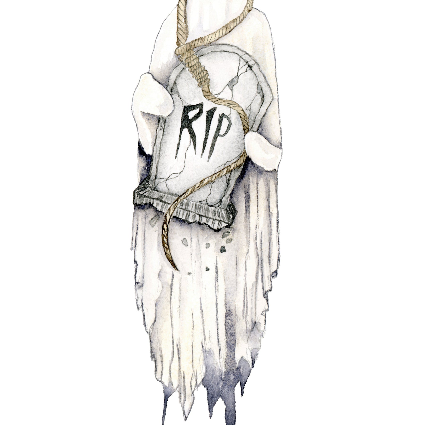 TOMBSTONE BOO ARCHIVAL PRINTS AND CARD - TANGLED ROSE ART