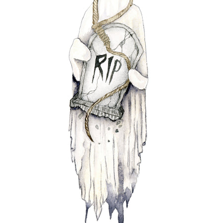 TOMBSTONE BOO ARCHIVAL PRINTS AND CARD - TANGLED ROSE ART