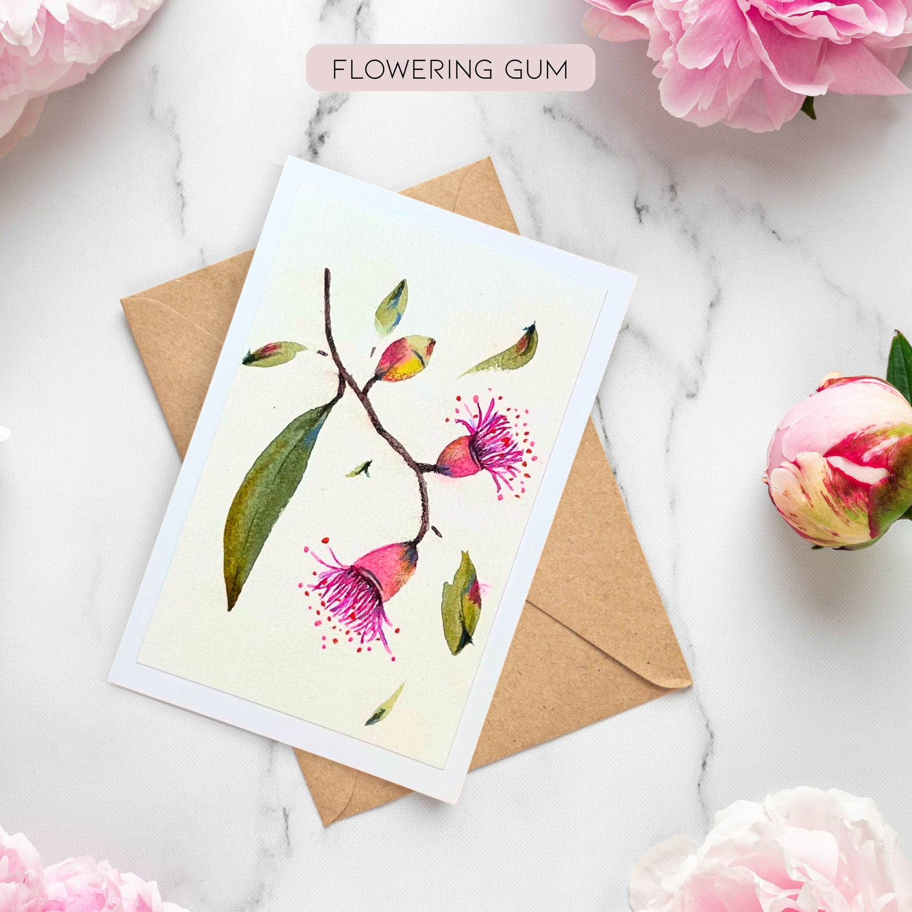 Handmade Australian Flora Greeting Cards – Waratah, Golden Wattle, Flowering Gum & King Protea