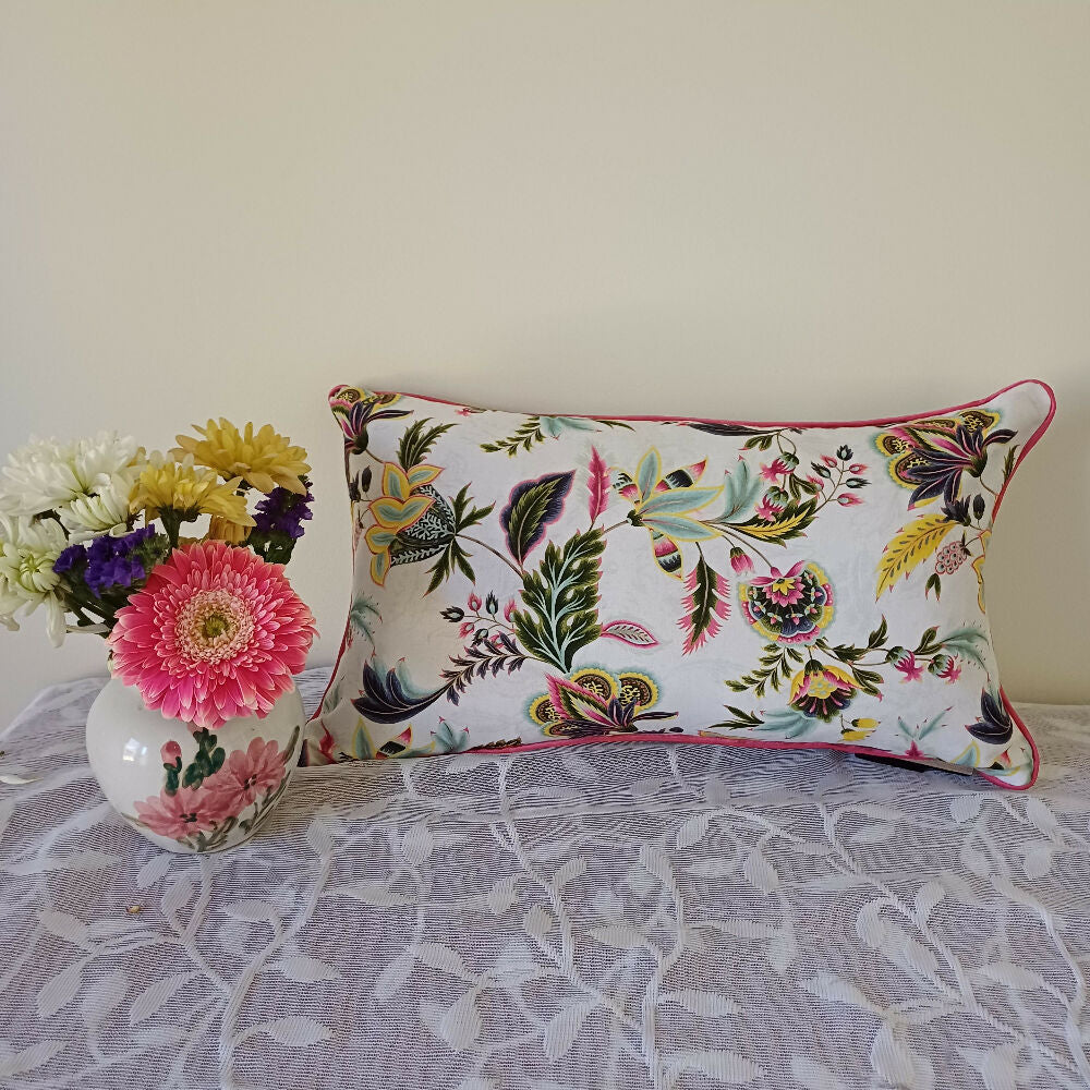 Floral - Cushion - Pink - White