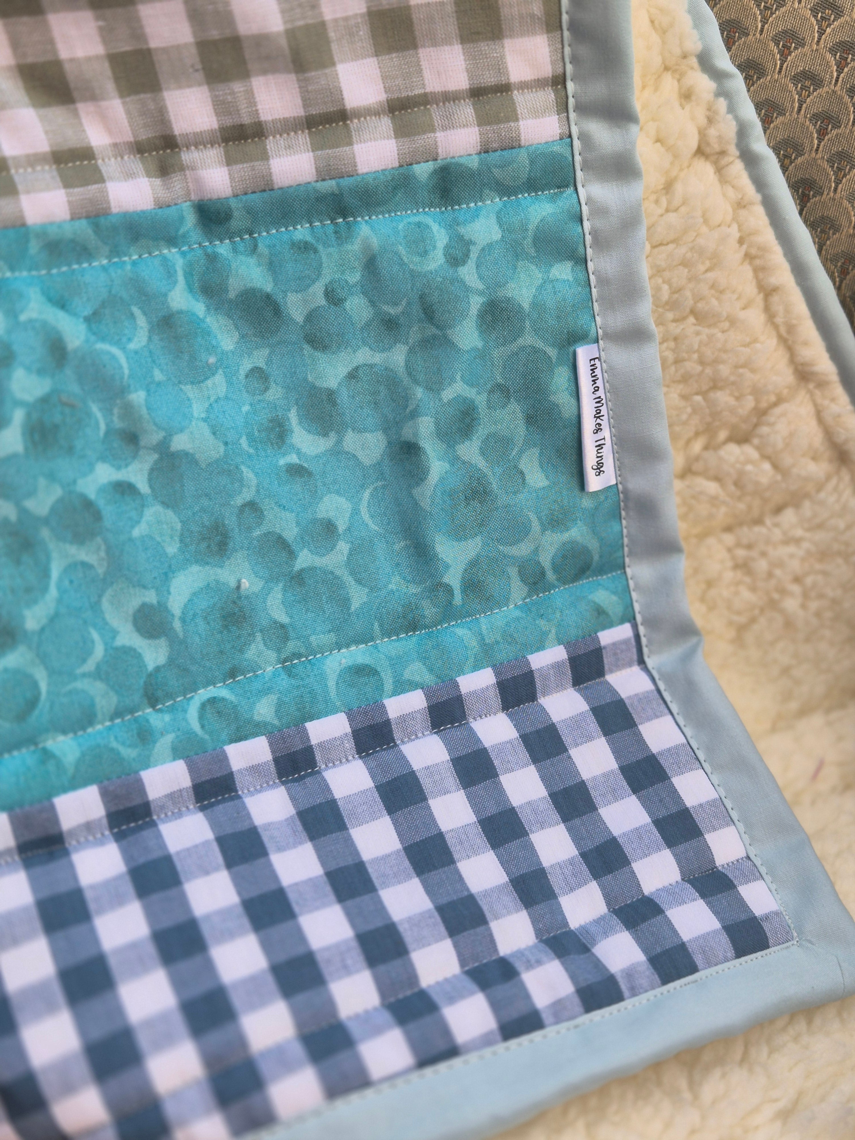 Pram Quilts, gender neutral tones, mint and sage