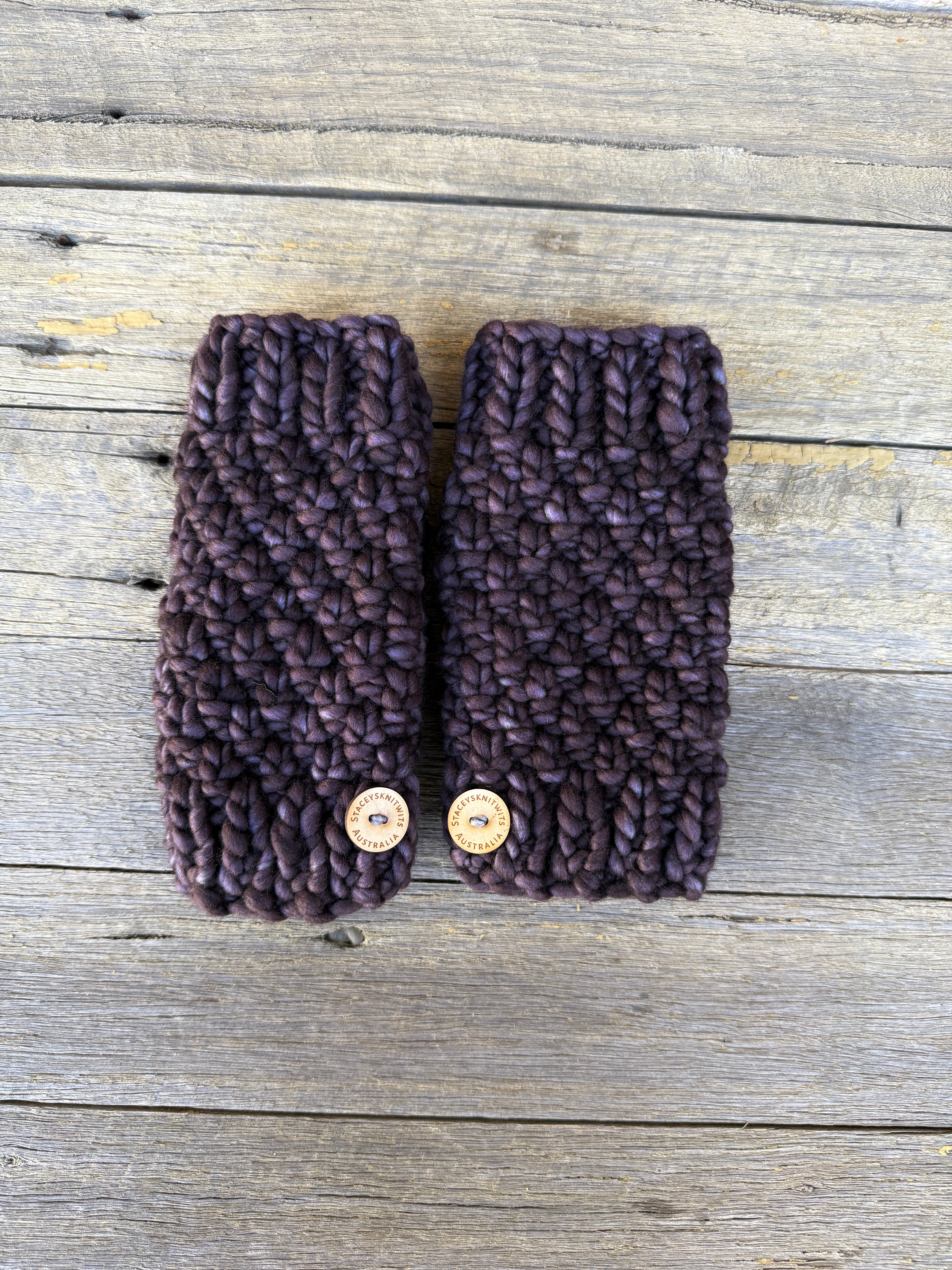 Hand Knitted Handwarmers, Charcoal Grey Merino Fingerless Gloves