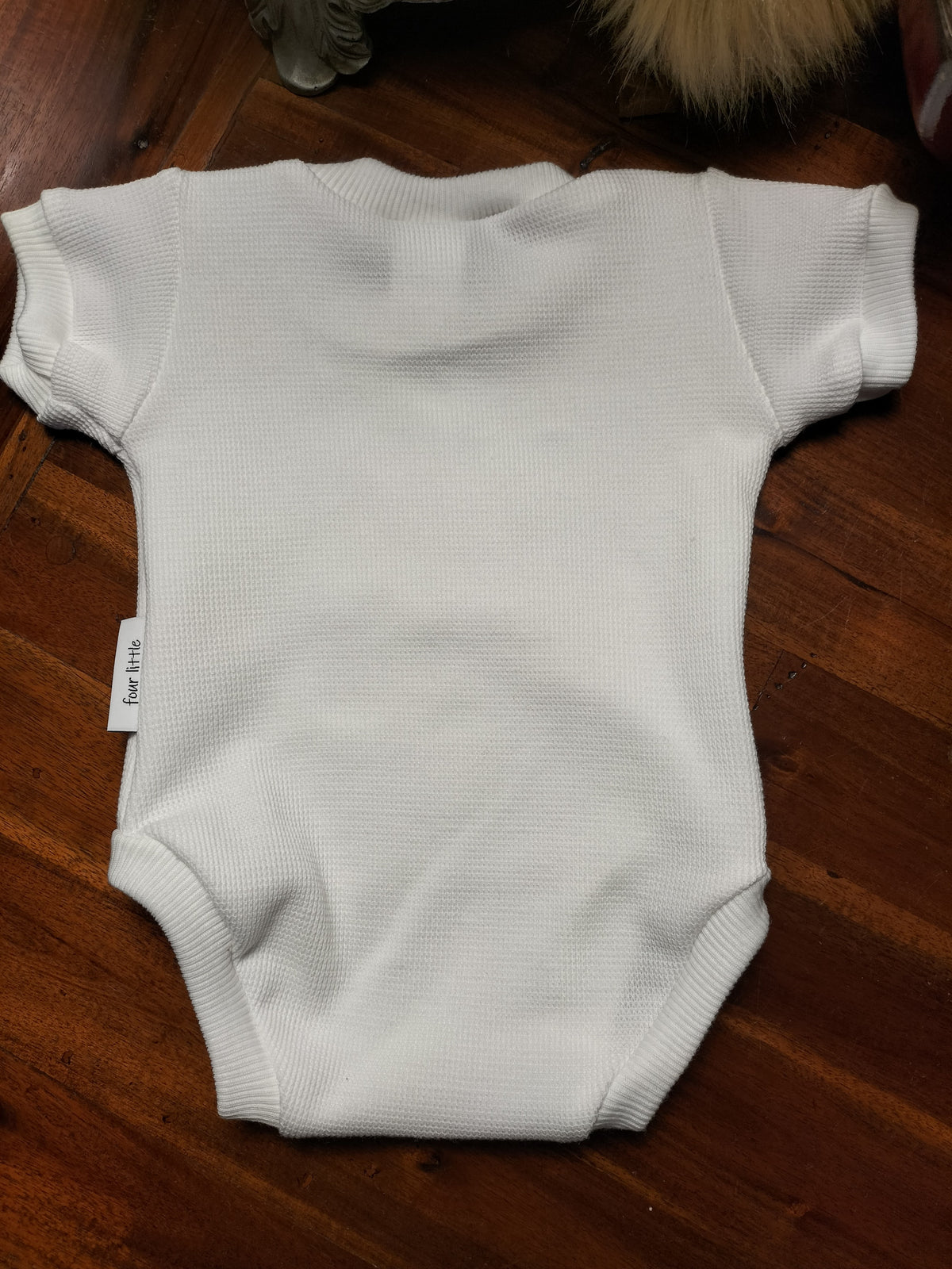 White Waffle Knit Romper Suit with dashound