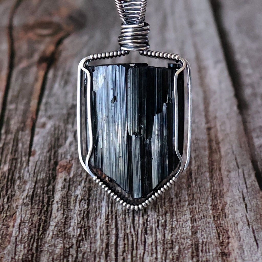 Sterling Silver Black Tourmaline Pendant ~ Talisman of Protection and Purification