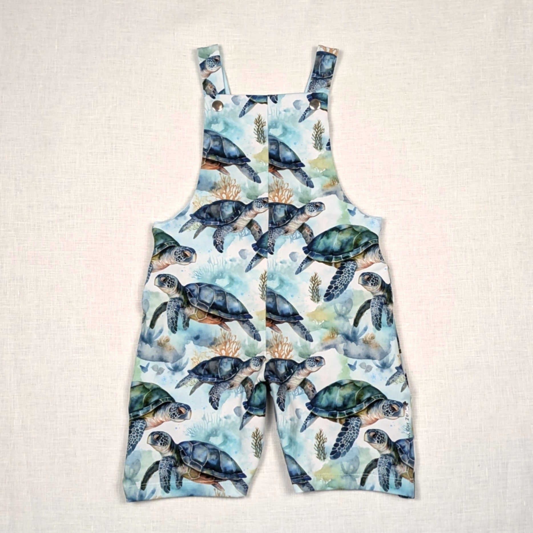 Handmade Overalls for active kids | Sea Turtle Collection | size 3