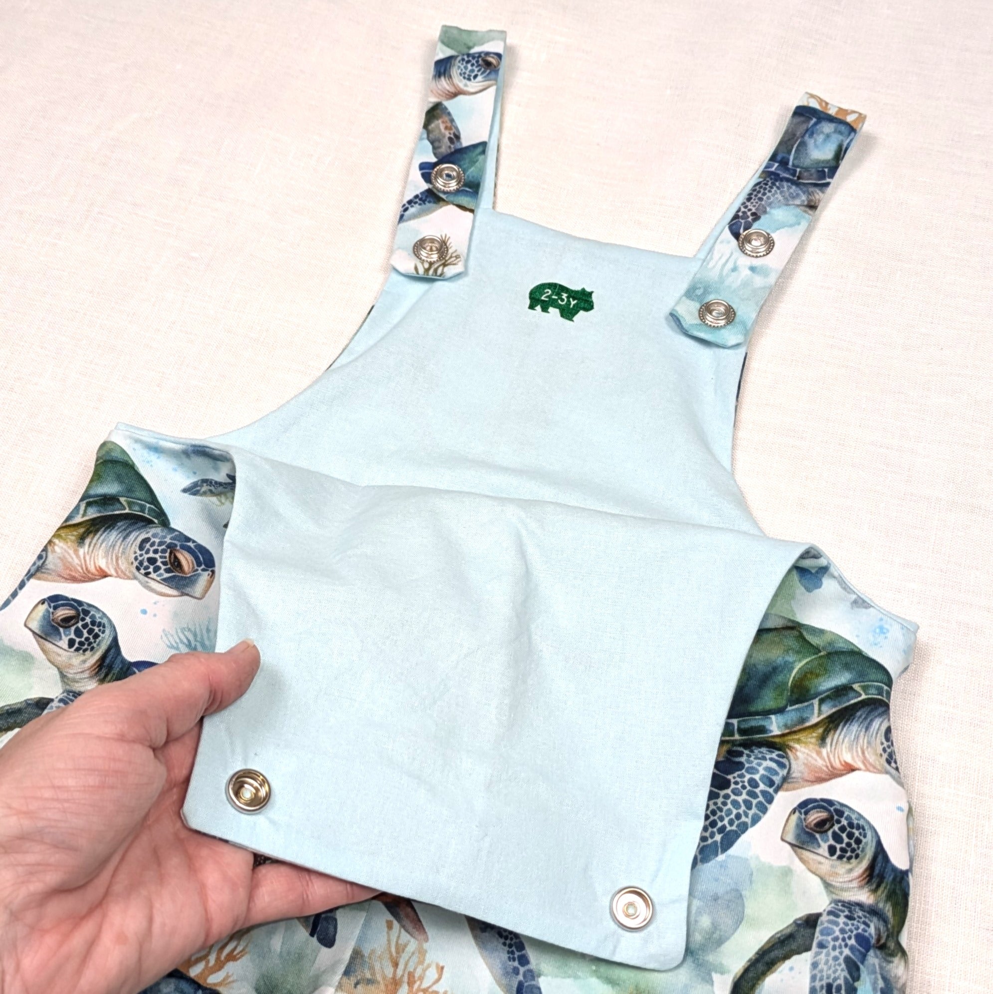 Handmade Overalls for active kids | Sea Turtle Collection | size 3