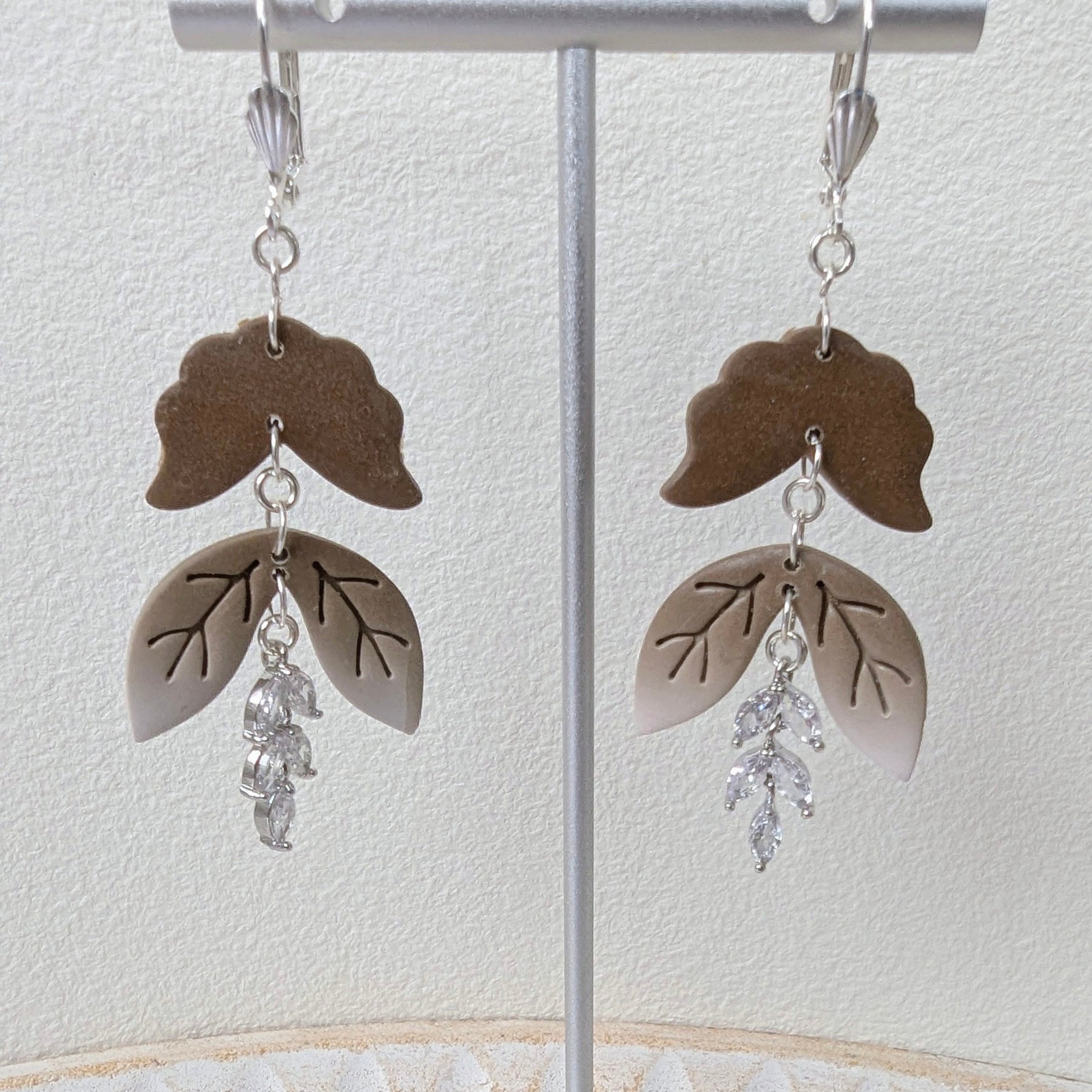Brown Tones Leaf Earrings. Free Postage!
