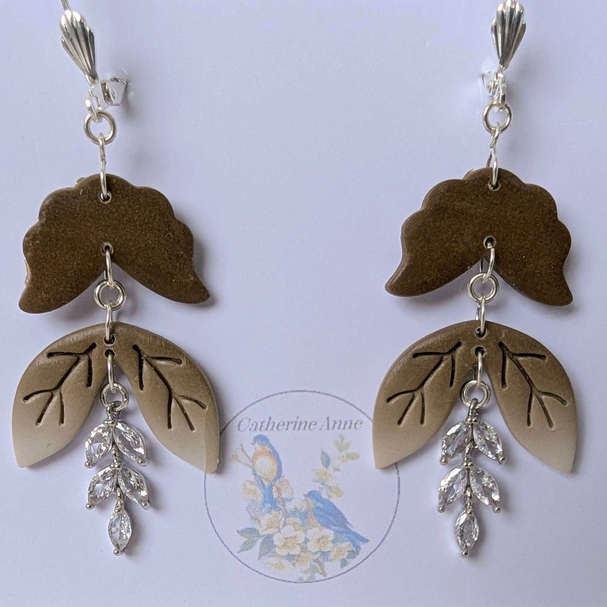 Brown Tones Leaf Earrings. Free Postage!