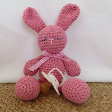 Crochet Bunny Rattle - Mid Pink #1