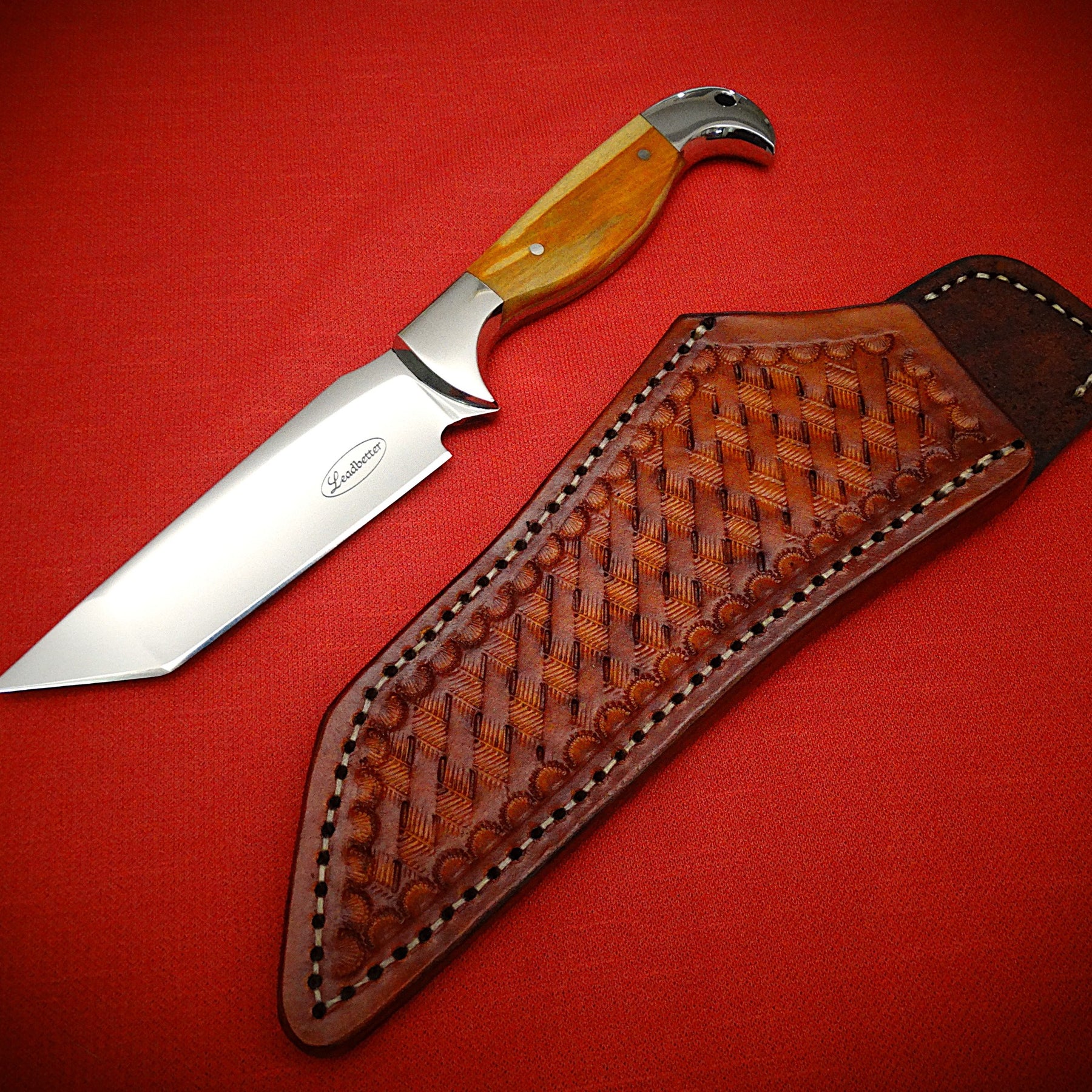 Fixed blade Tanto knife and Leather sheath