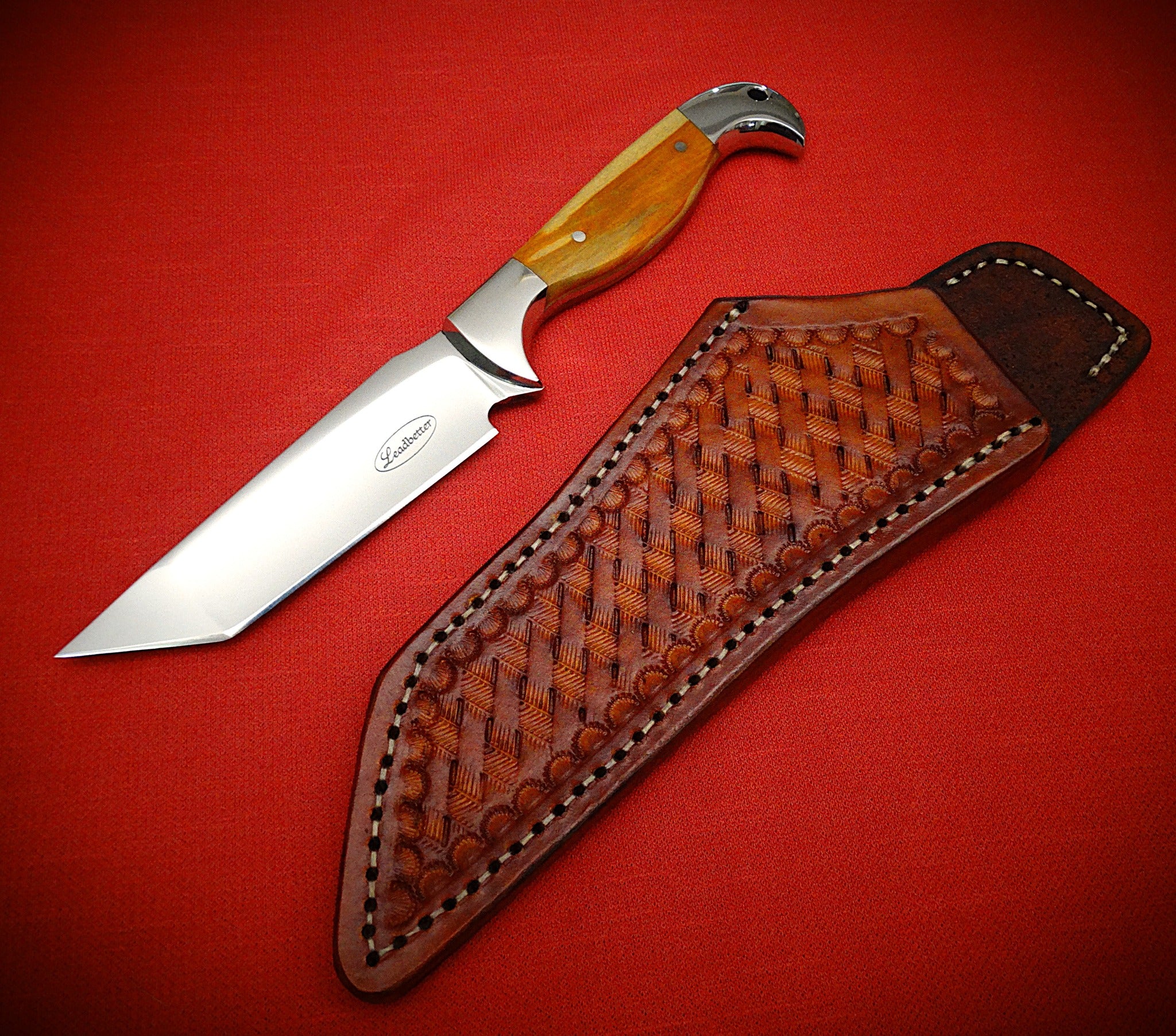 Fixed blade Tanto knife and Leather sheath