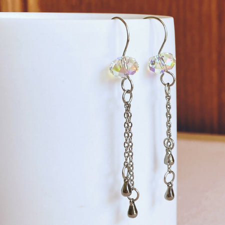 Simply crystal rain cloud dangle earrings in stainless steel