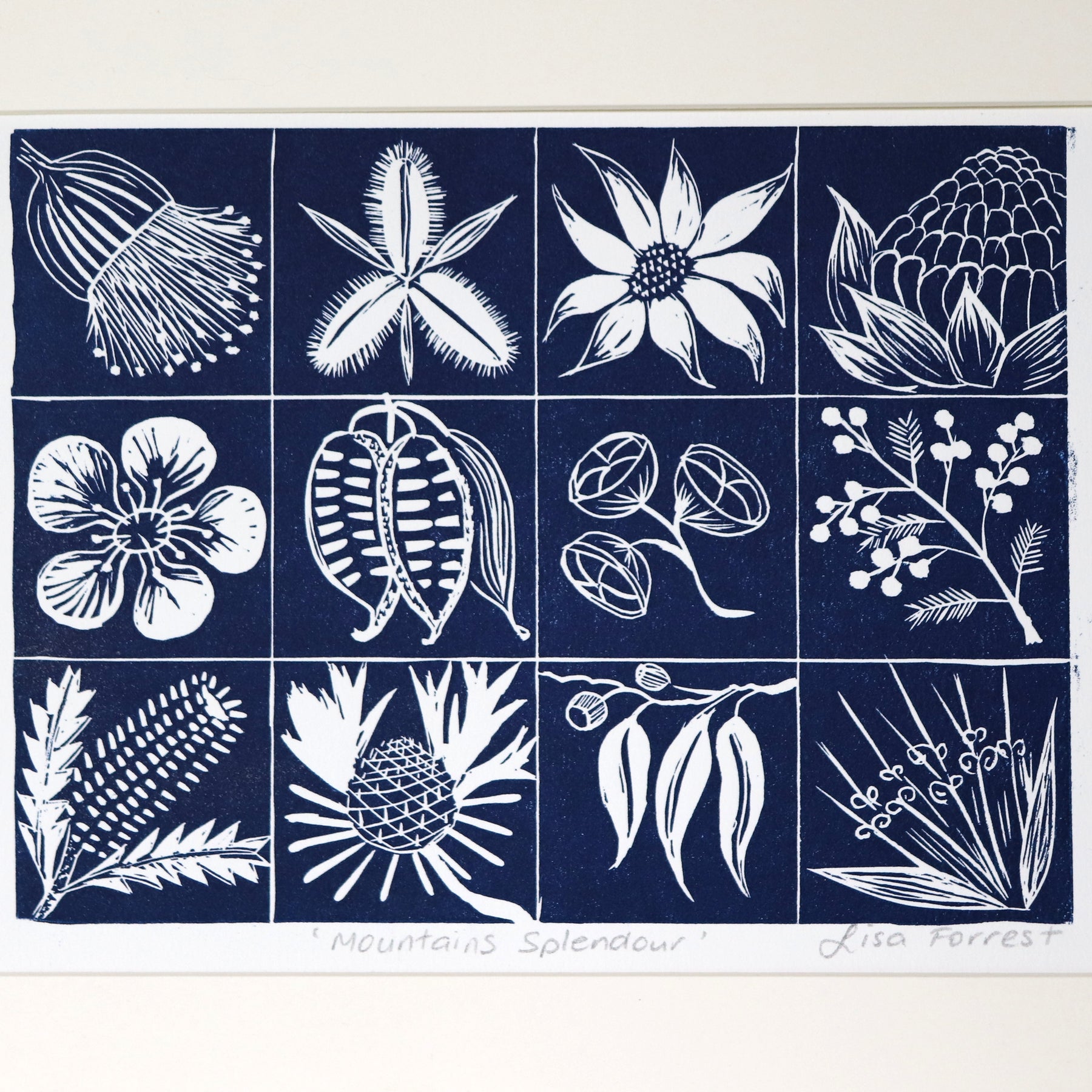 'Mountains Splendour' Original Linocut