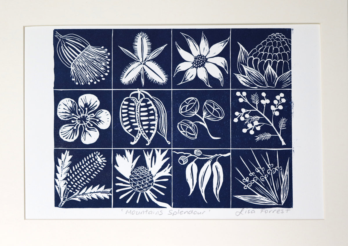 'Mountains Splendour' Original Linocut