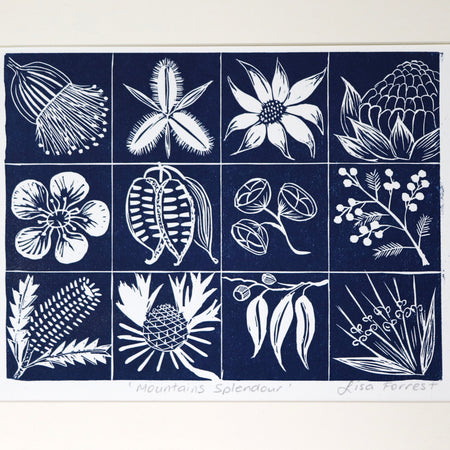 'Mountains Splendour' Original Linocut