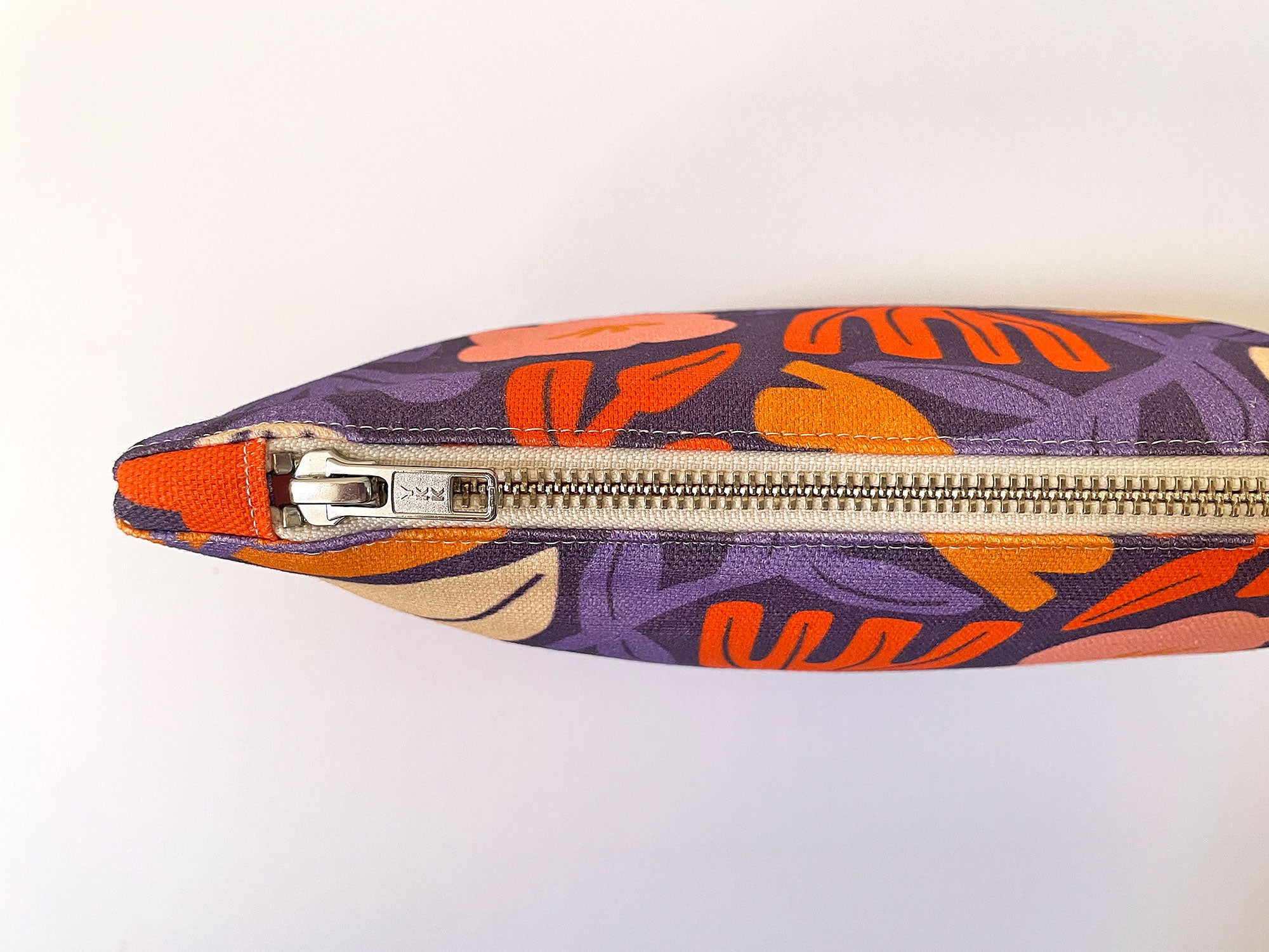 Handmade Make-up, Travel, Fabric Zip Purse - Petals (Purple)