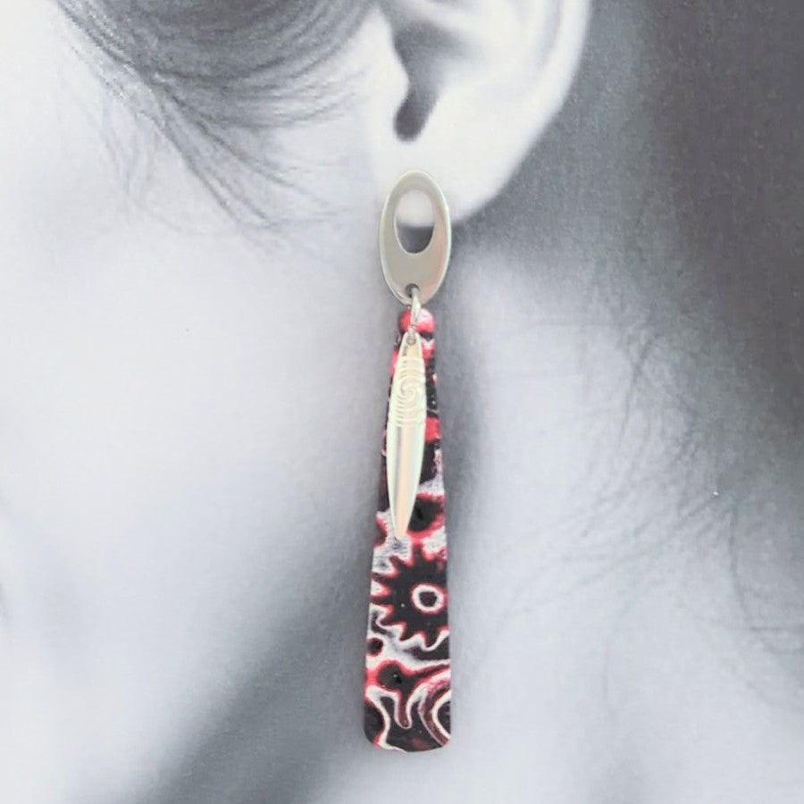 Mokume Gane Earrings in Red