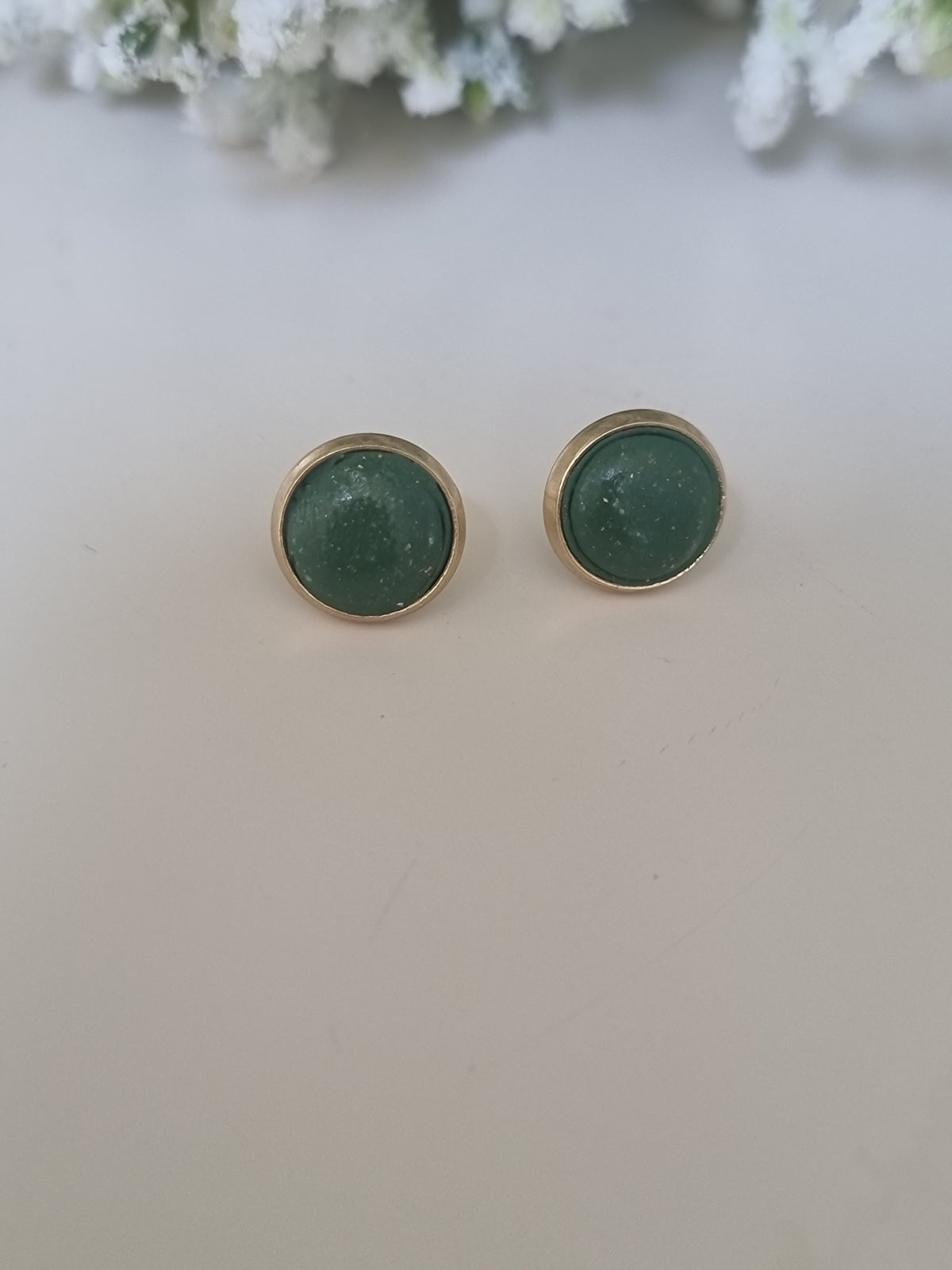 Christmas Green Gold Dust Studs