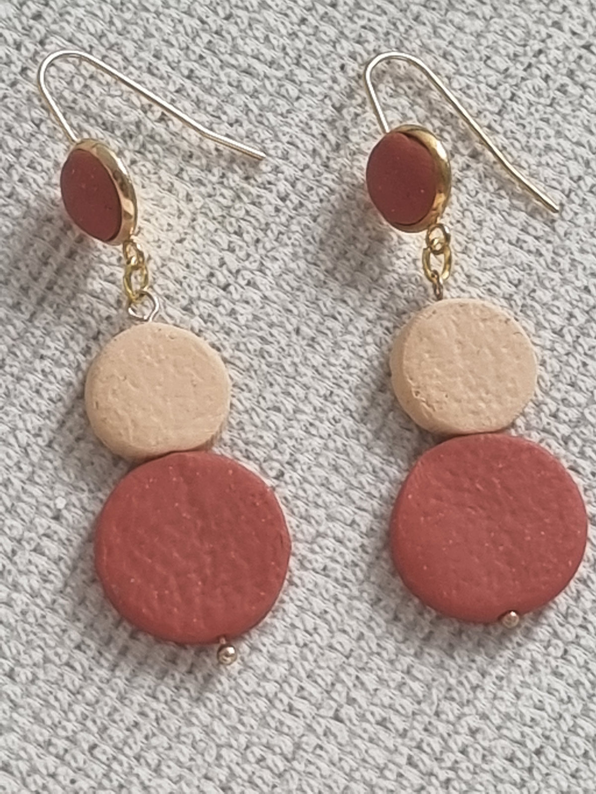 Autumn Layers - Orange and beige organic shaped dangles , modern haloween earrings