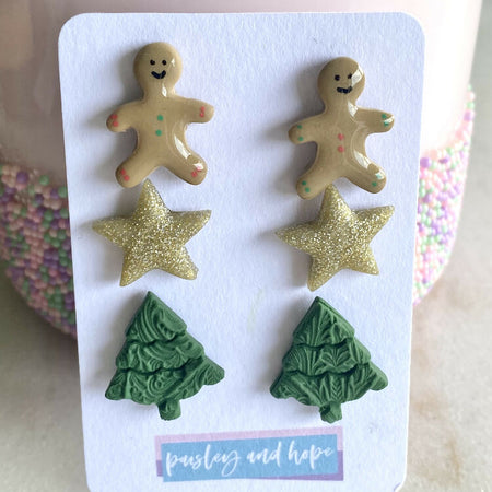 Polymer Clay Christmas Stud Packs - Choose your design