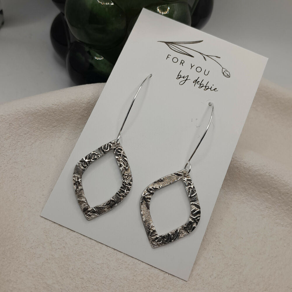 silver monstera hook earrings - handmade silver ear wires