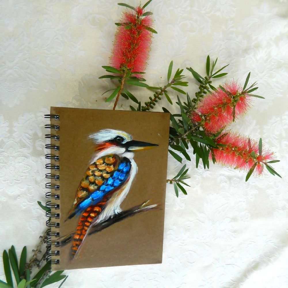 Kookaburra with bottlebrush flower