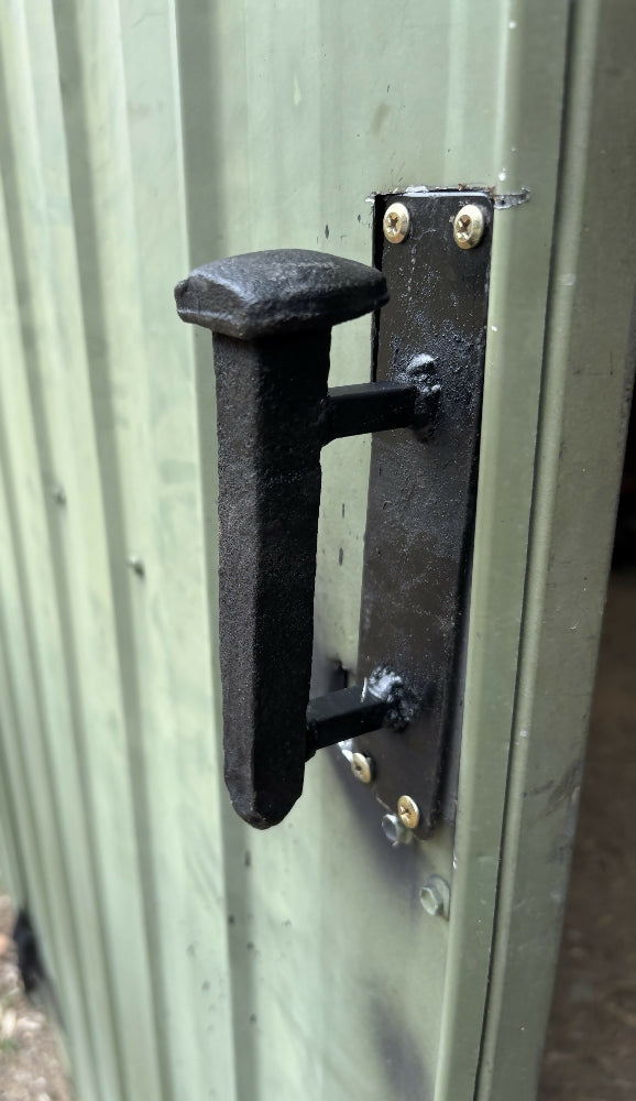 Railway SPike door handle Mounted on shed