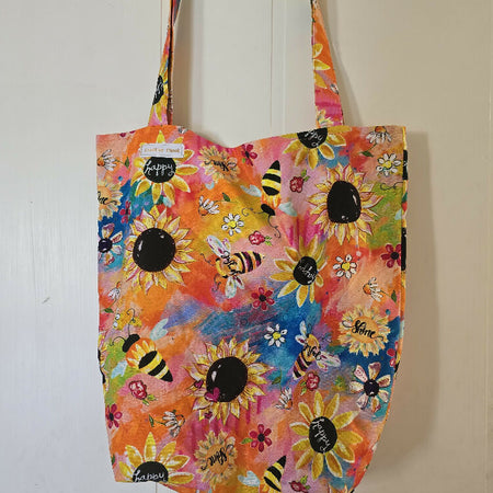 Handmade Sunflowers and Bees Tote Bag