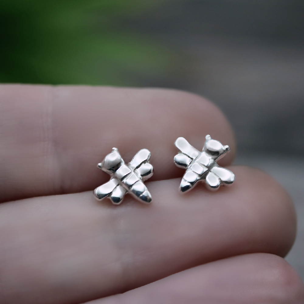 Bee Studs - Handmade Sterling Silver Bumblebee Earrings