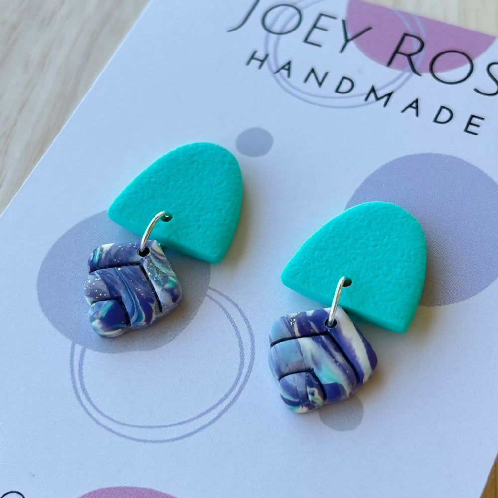 Small Aqua Drop Polymer clay earrings 5