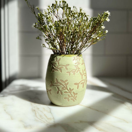 Verdant Vine Vase | Wheel Thrown Pottery | Handmade Ceramics