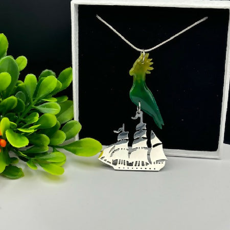 Enchanted Parrot and Ship Pendant