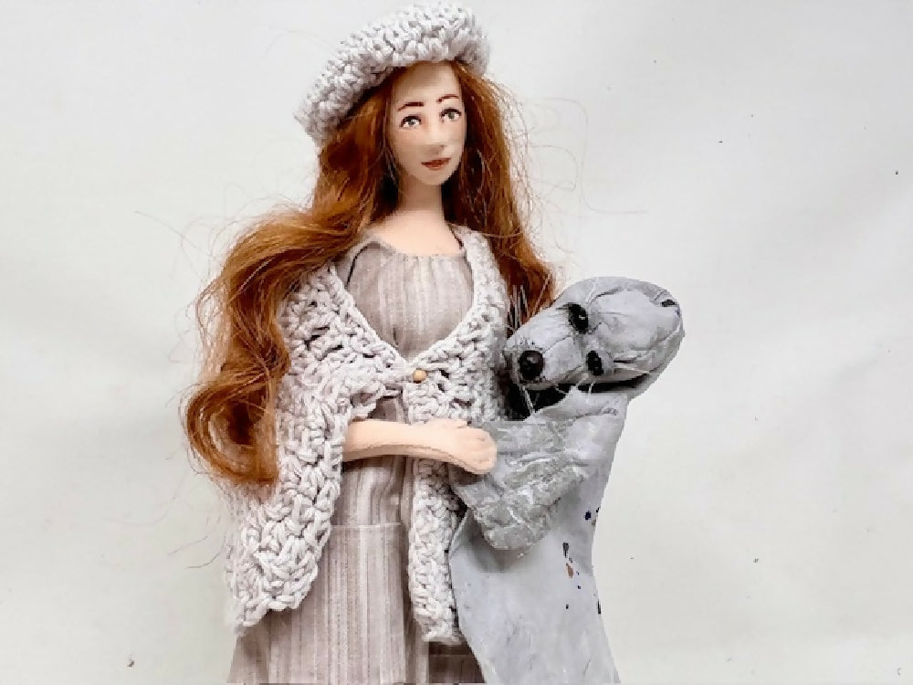 Selkie art doll, cloth seal, mixed media art sculpture