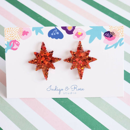 Large Christmas Star Studs - Various Colours