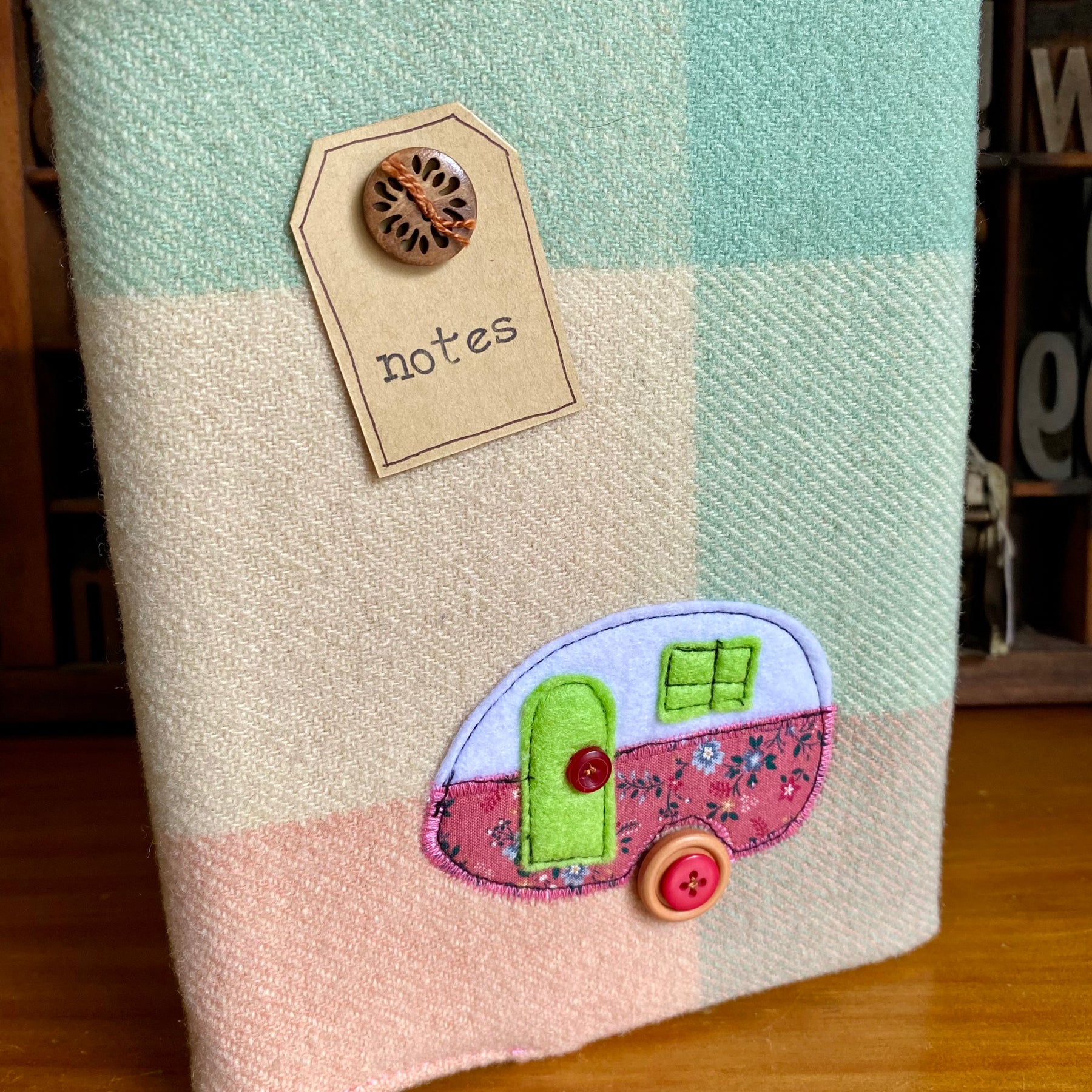 A5 Upcycled Notebook Vintage Caravan - Multi