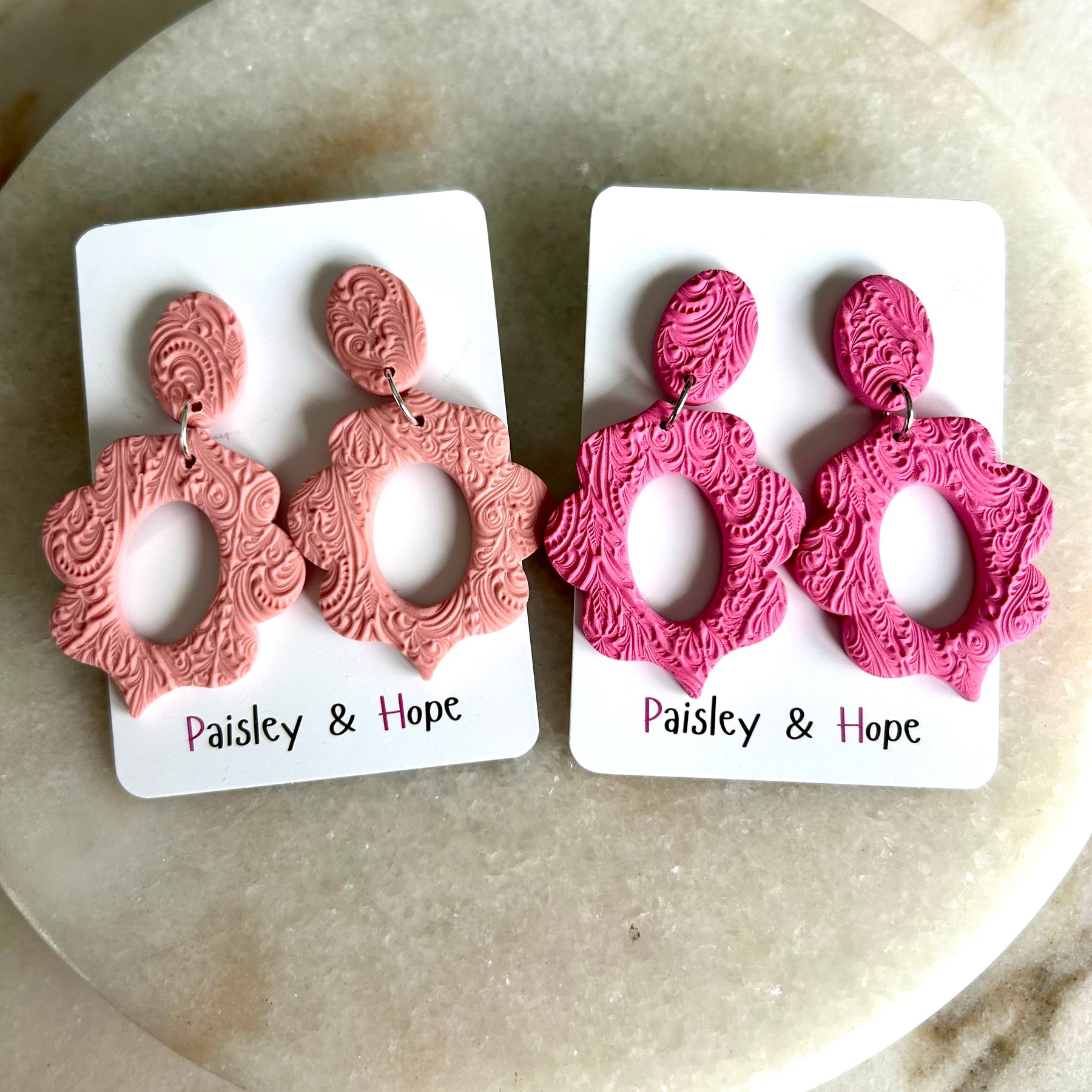 Embossed Polymer Clay Dangles - Choose colour