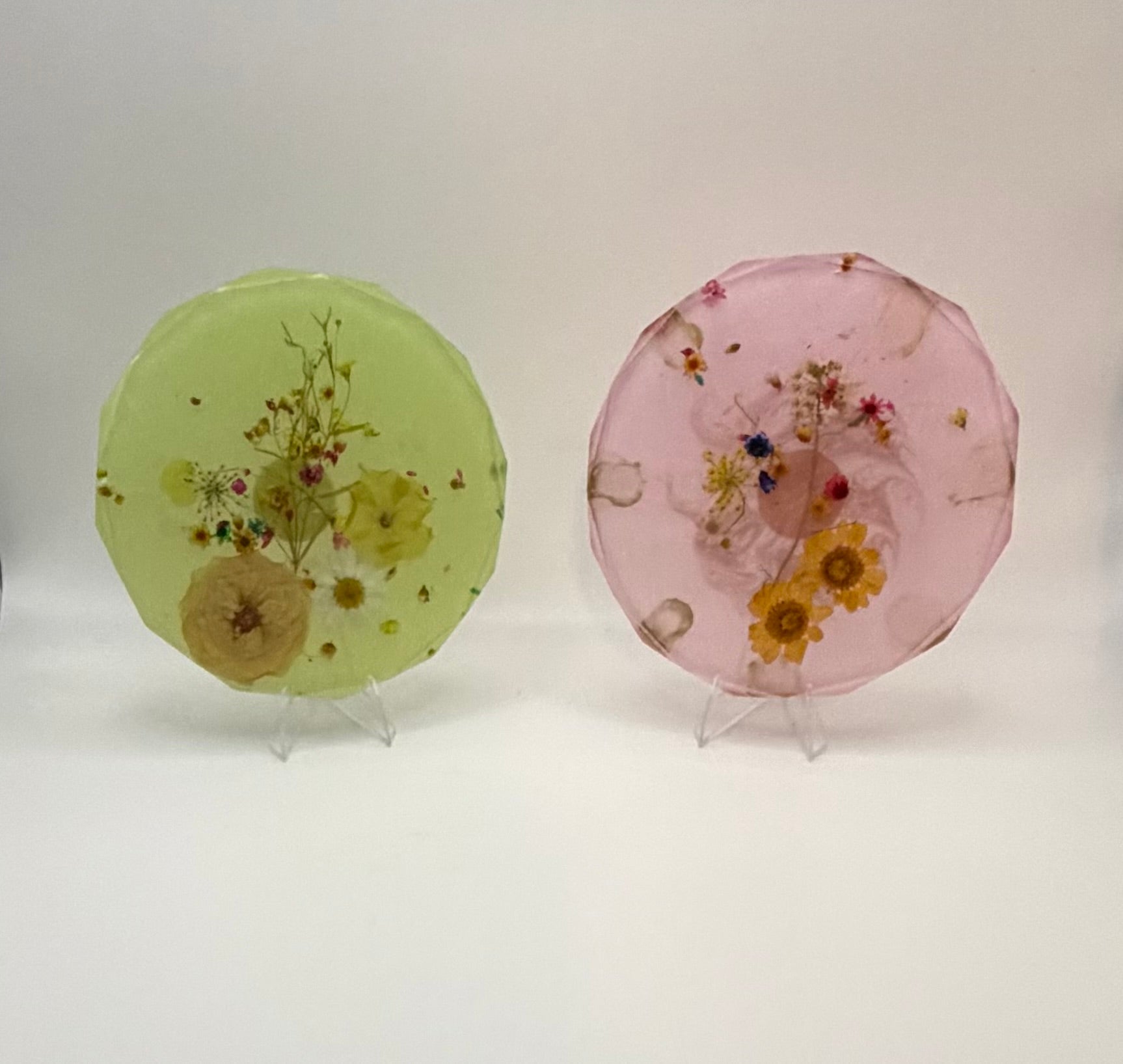 Resin floral coasters