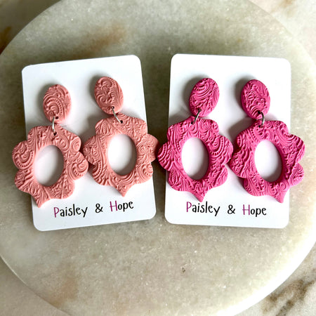 Embossed Polymer Clay Dangles - Choose colour
