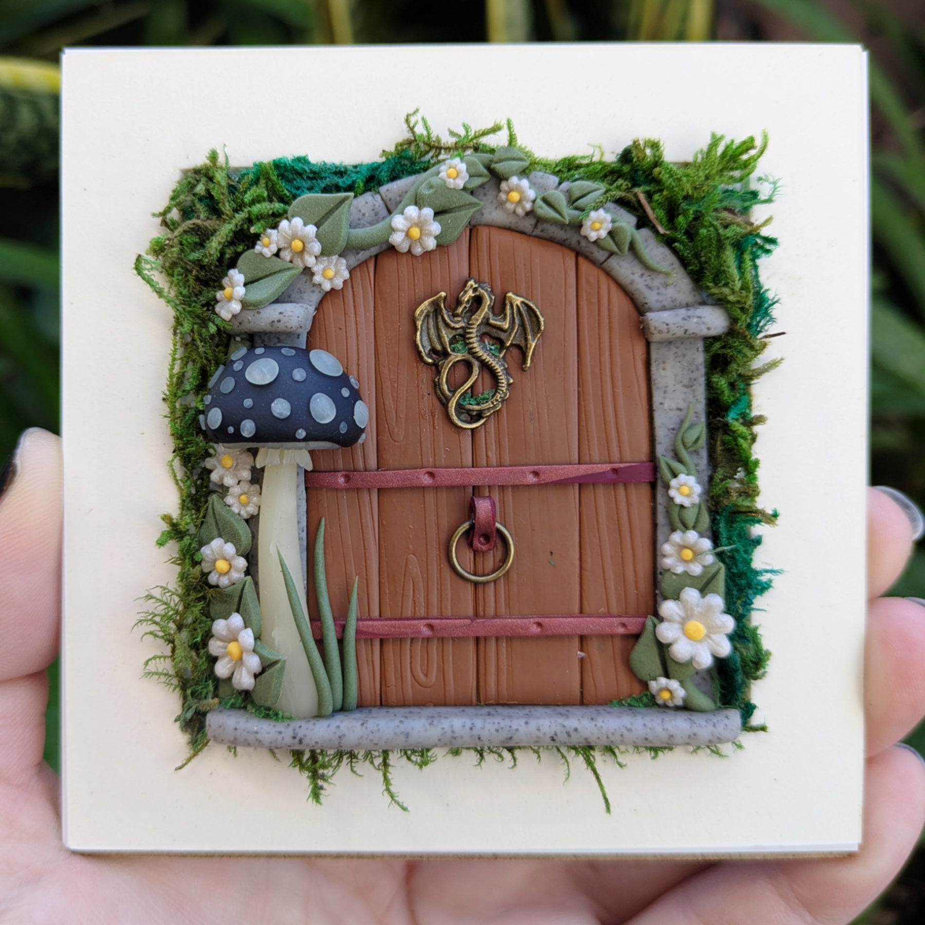 Medieval Dragon Fairy Door Shadow Box – Hand Sculpted Miniature Fantasy Decor